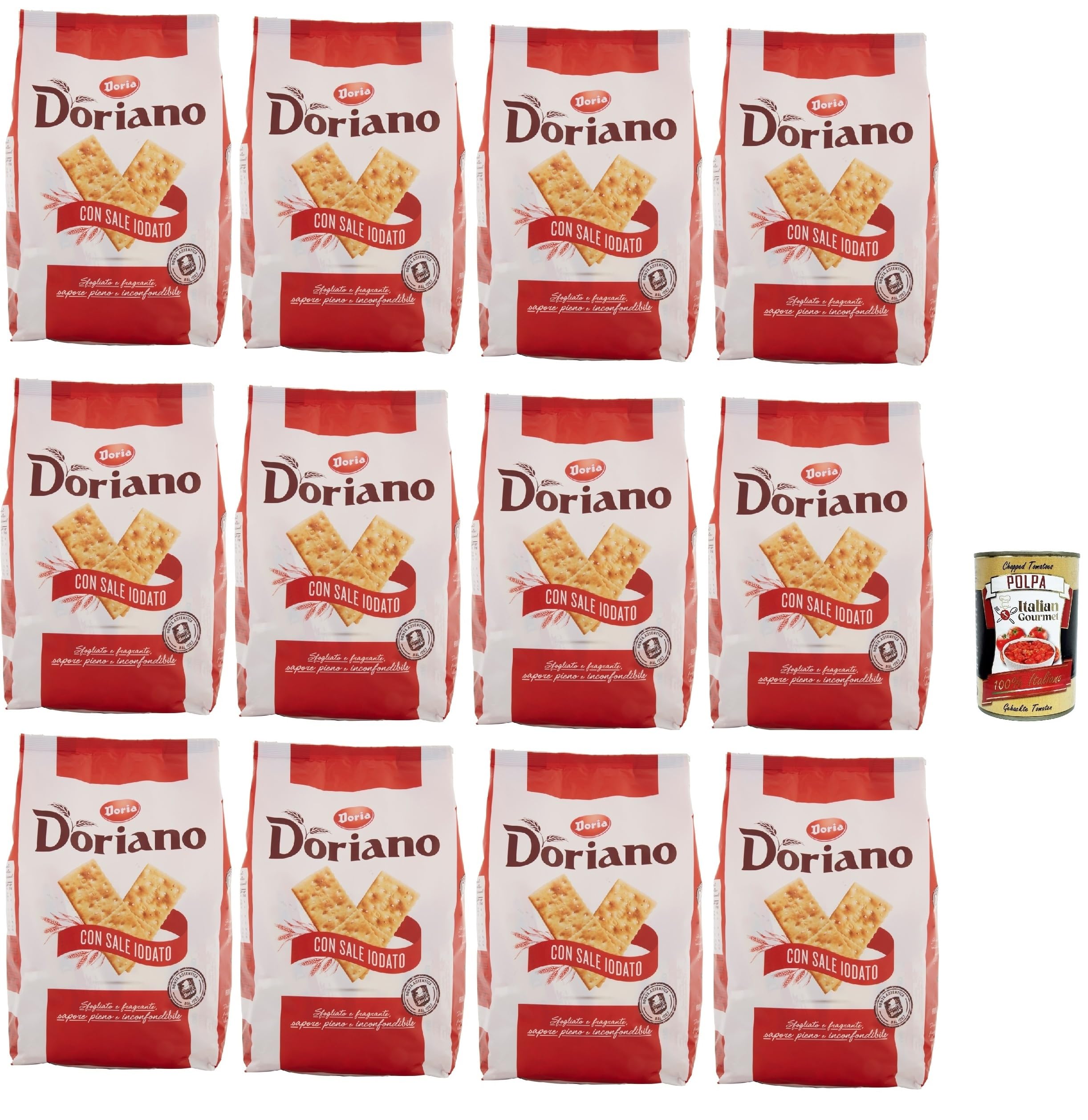 Italian Gourmet Cracker salati con sale iodato Salzgebäck fein 12 x 700g | Croccanti e friabili, ideal zu Käse, Antipasti, Aperitif und Lunchbox, Gesamtnettogewicht 8,4 kg + Kostenlos Polpa 400g