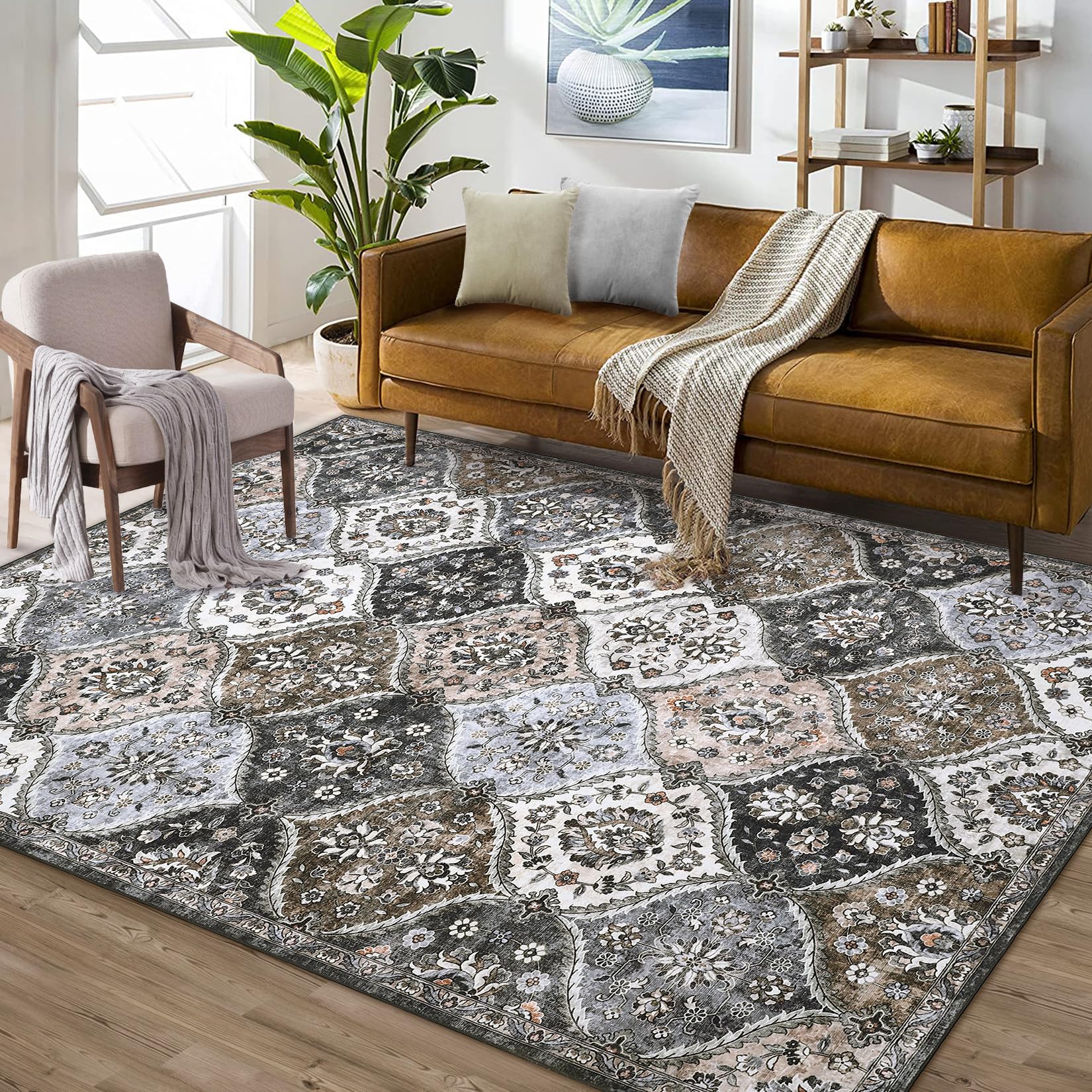 ROYHOME Moroccan Trellis Area Rug 5x7