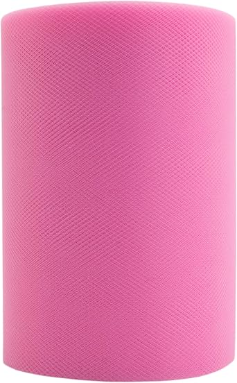 Tulle Fabric Roll | 6 by 100 Yards | Polyester Spool for Crafts Decorations Tutu Weddings Costumes Skirts Parties and More By Craft Forge (Shocking Pink)