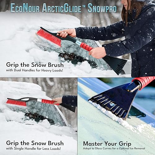 Miniatura 9 de EcoNour Raspadores de hielo extensibles para parabrisas de automóvil de 43 pulgadas, 3 piezas, cepillo telescópico desmontable para nieve, para