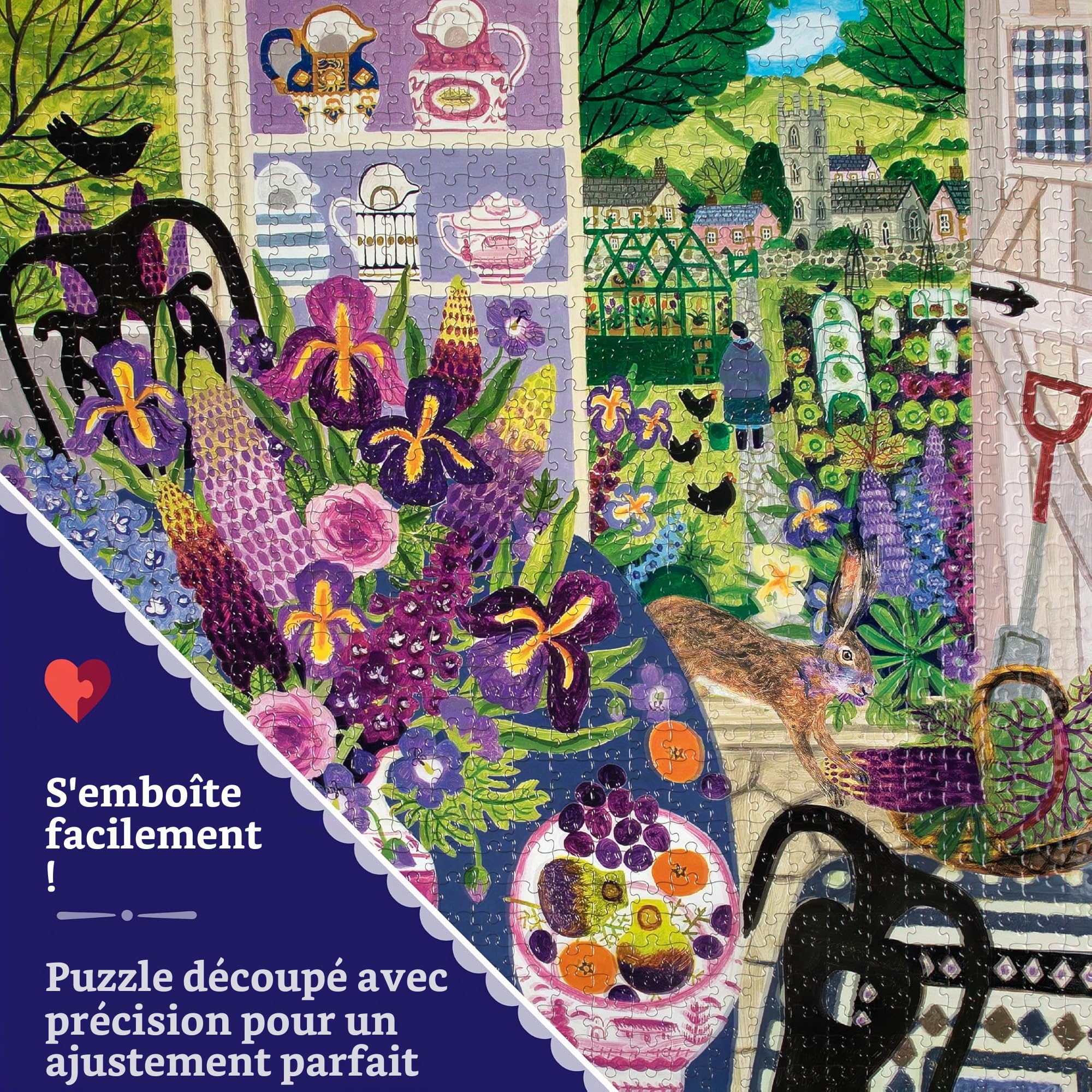 EEBOO - Lavender Kitchen - Puzzle Adulte 1000 pièces - Belle représentation des Plantes de Lavande dans la Cuisine - Puzzle en Carton recyclé - PZTLVK