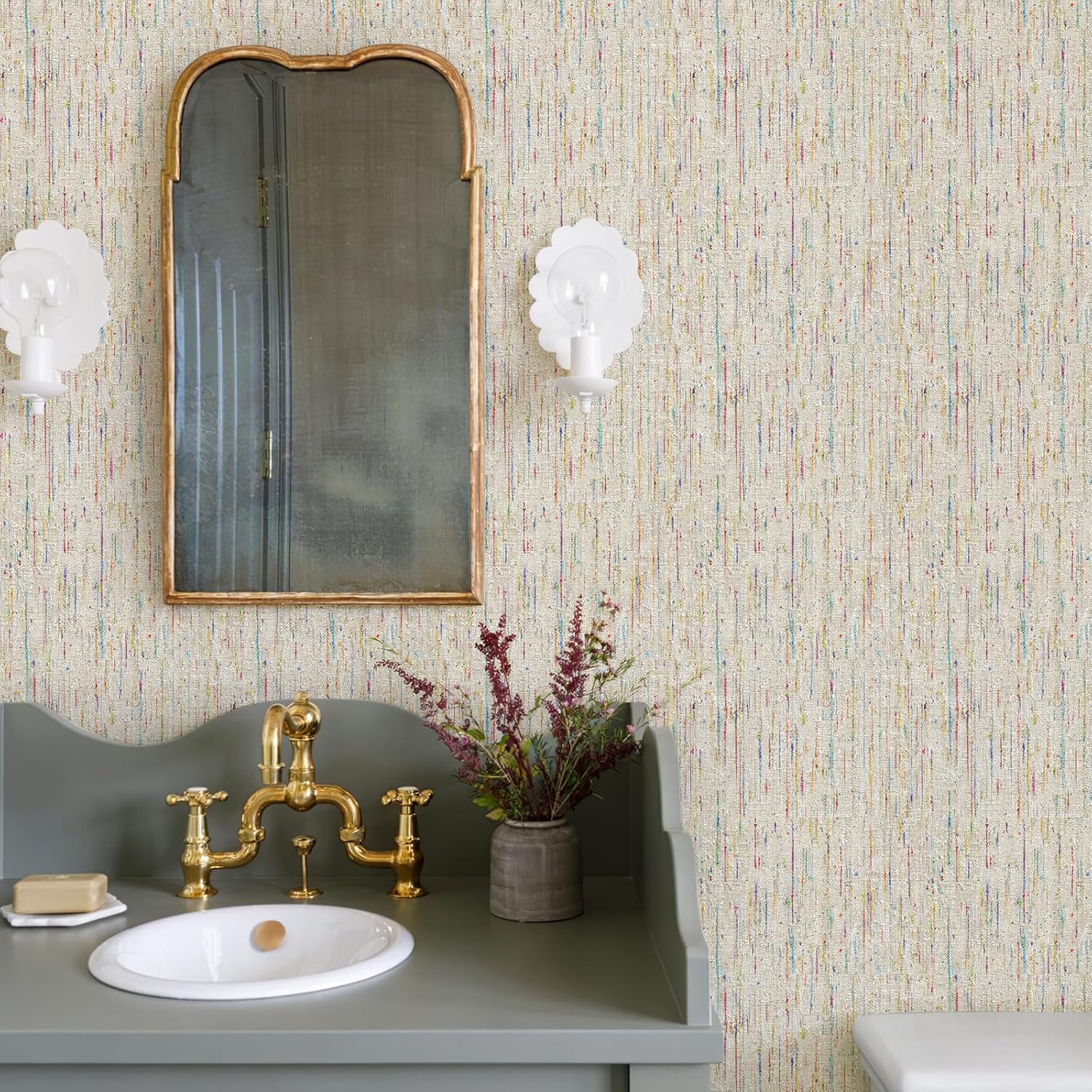 JiffDiff Woven Wallpaper Peel and Stick 17.3" x 120" Colorful Paint Grasscloth Contact Paper Textured Waterproof Self Adhesive Stick on Wallpaper(14.4 sq. ft Gray)