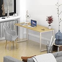 Vista 51 de SHW Mission - Escritorio para computadora de oficina en casa, de 32 pulgadas, nogal