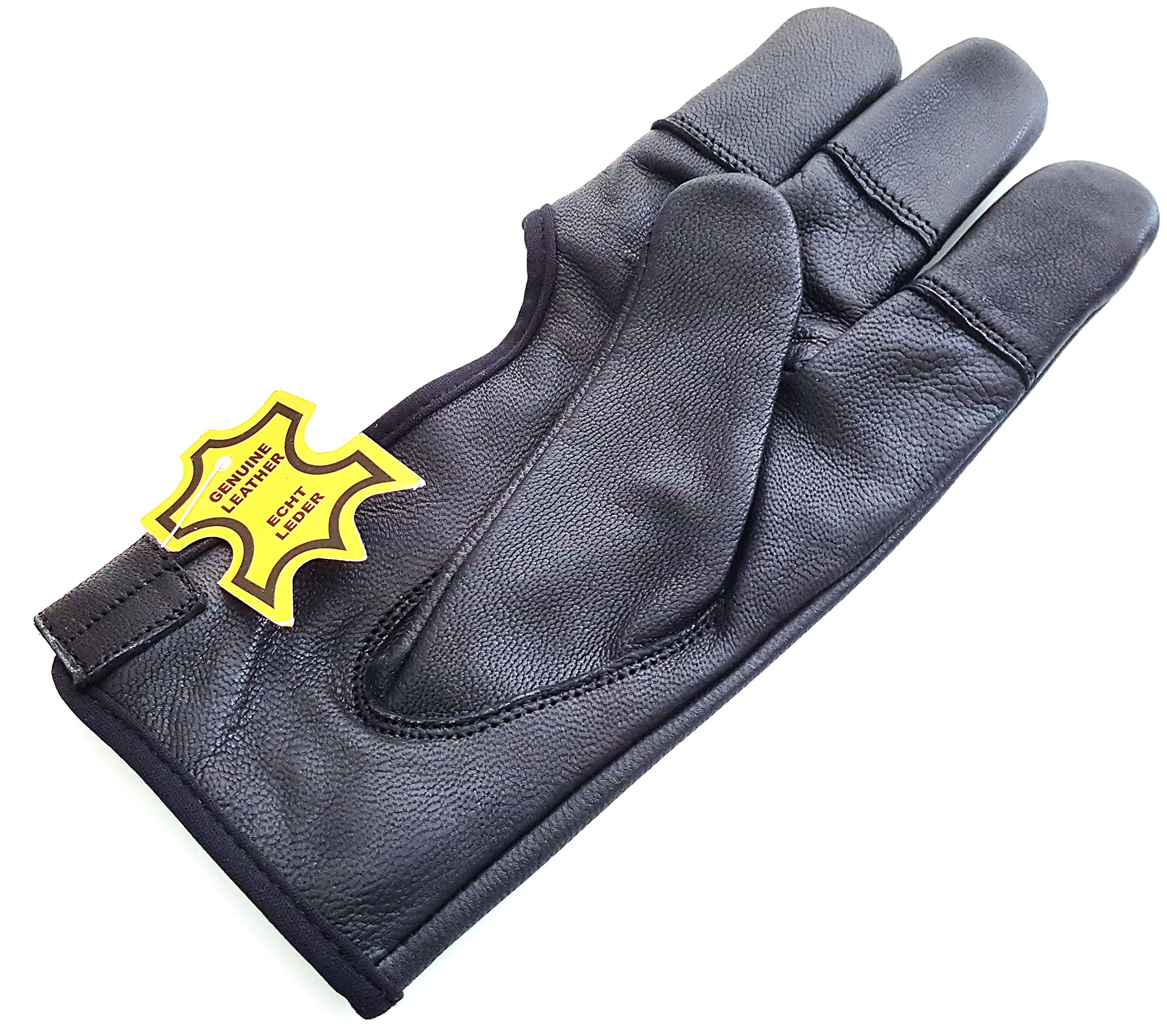 Quality Traditional Genuine Leather Archery Gloves. Full Tip Shooting Gloves. (Medium)