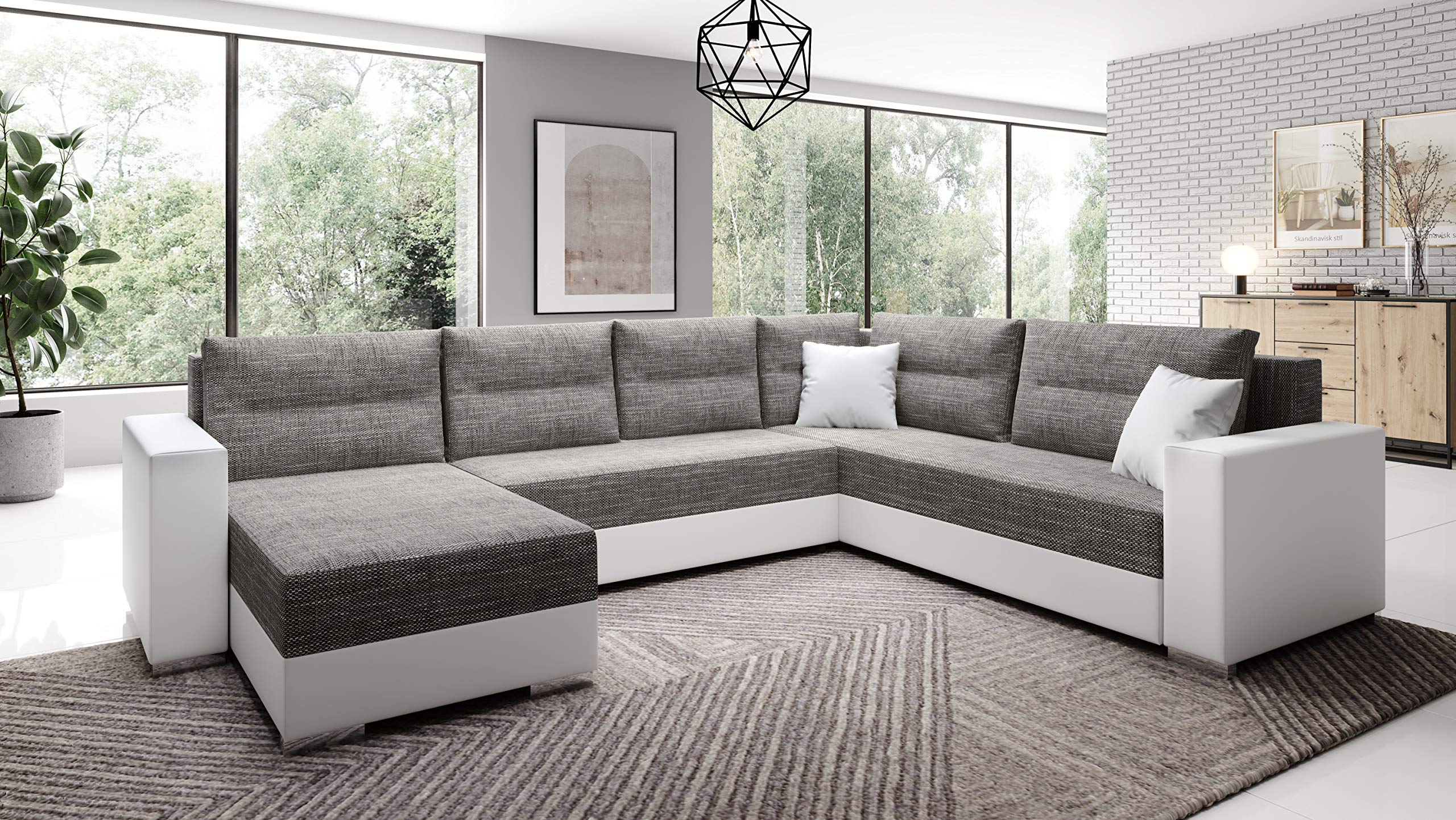 Generisch Captain Sofa Couch Garnitur Ecksofa U-Form mit Schlaffunktion und Bettkasten Wohnlandschaft Stoffbezug EK 26 Berlin 01 Breite 314 cm Tiefe 217 cm Höhe 90 cm Küche, Haushalt & Wohnen