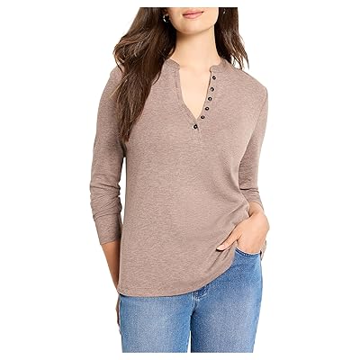 NIC+ZOE Long Sleeve Henley T Shirts Women