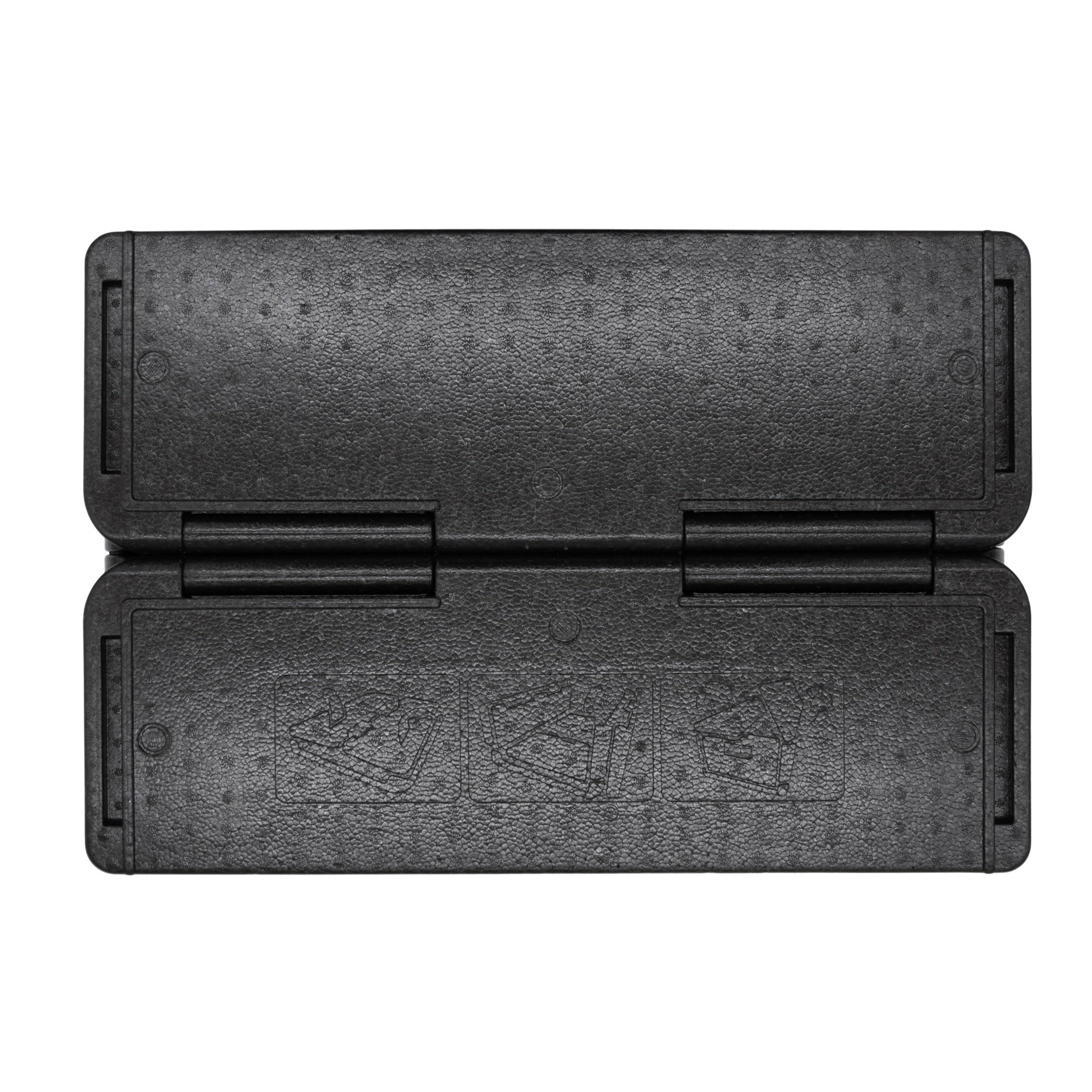 Thermobox groß faltbar schwarz zum Warmhalten und Kühlen - 42 L - Essen Warmhaltebox klappbar 60 x 41 cm - Styropor Klappbox Kühlbox Isolierbox für Speisen Getränke mit isolierendem Deckel