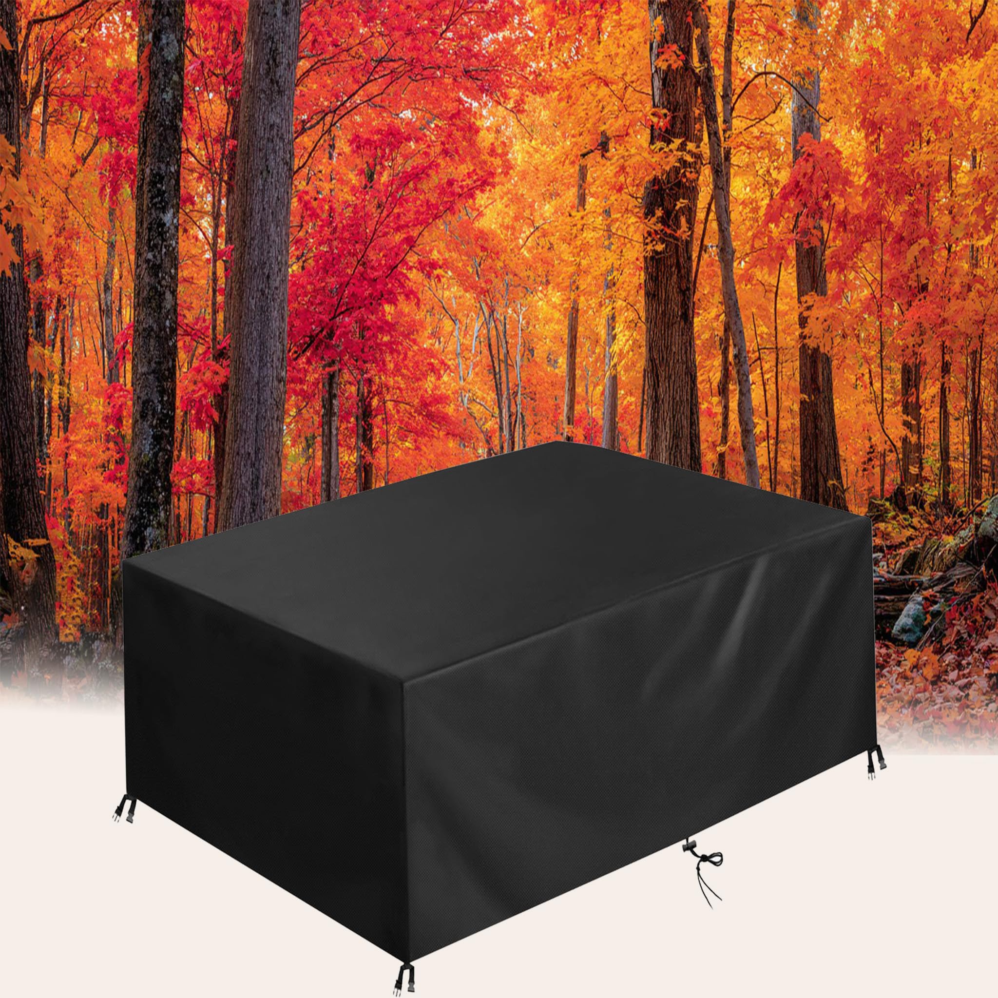 Housse Salon de Jardin Imperméable 420D Oxford, 340x210x75cm/LxWxH Bâche Protection Cube et Lounge Extérieur Anti-UV, Couverture Meubles avec Boucles