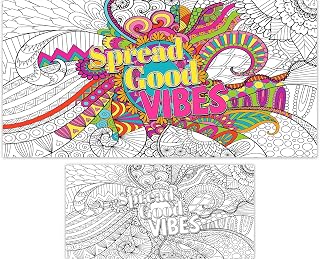 Naozinebi Giant Mandala Coloring Posters Large Motivational Coloring Posters Spread Good Vibes Jumbo Coloring Tablecloth Big Coloring DIY Drawing for kids Adults Art Craft Home Classroom Party