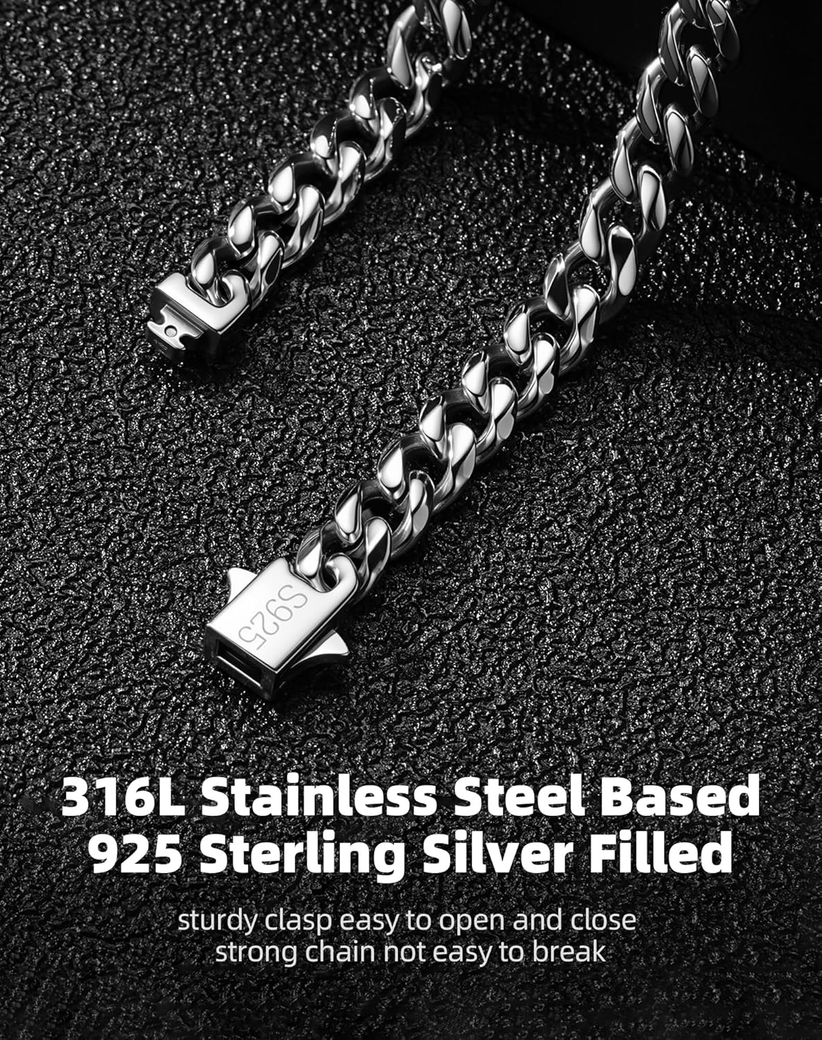 5MM Cuban Link Chain for Men Women 316L Stainless Steel Based with 925 Sterling Silver Filled Silver Chain for Men Silver Cuban Chain for Mens 20/22/24/26/28/30 Inches Silver Necklace for Men Silver Jewelry - Image 3