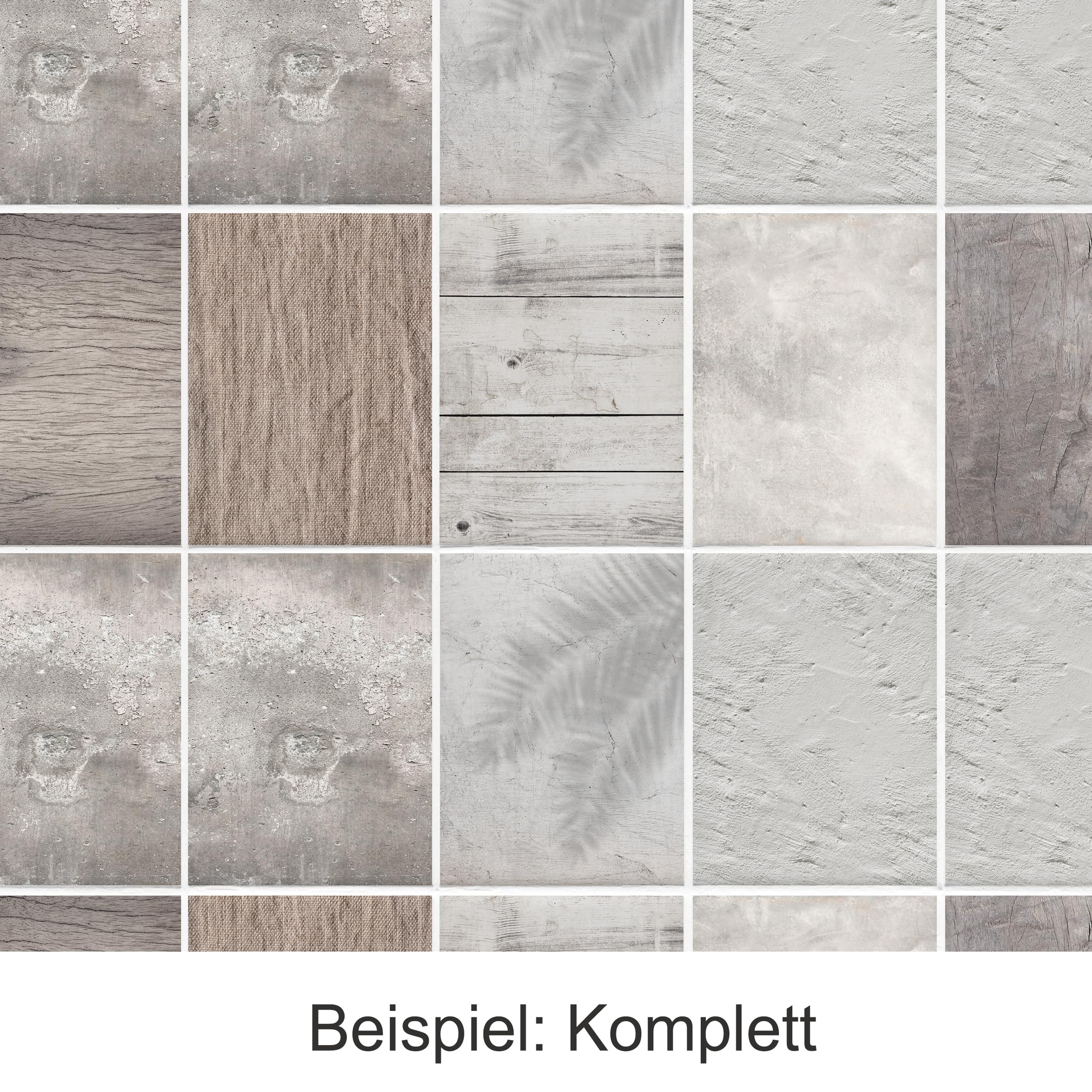 GRAZDesign Fliesenaufkleber Bad & Küche Textur Stein Holz Beige Grau Klebefliesen selbstklebend - 20x25cm / 30 Stück