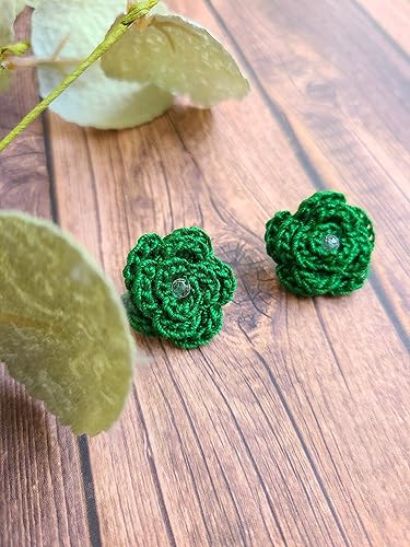 Miniatura 38 de Aretes de rosa para mujer, aretes de flor de moda con cristal de cuarzo transparente Blue