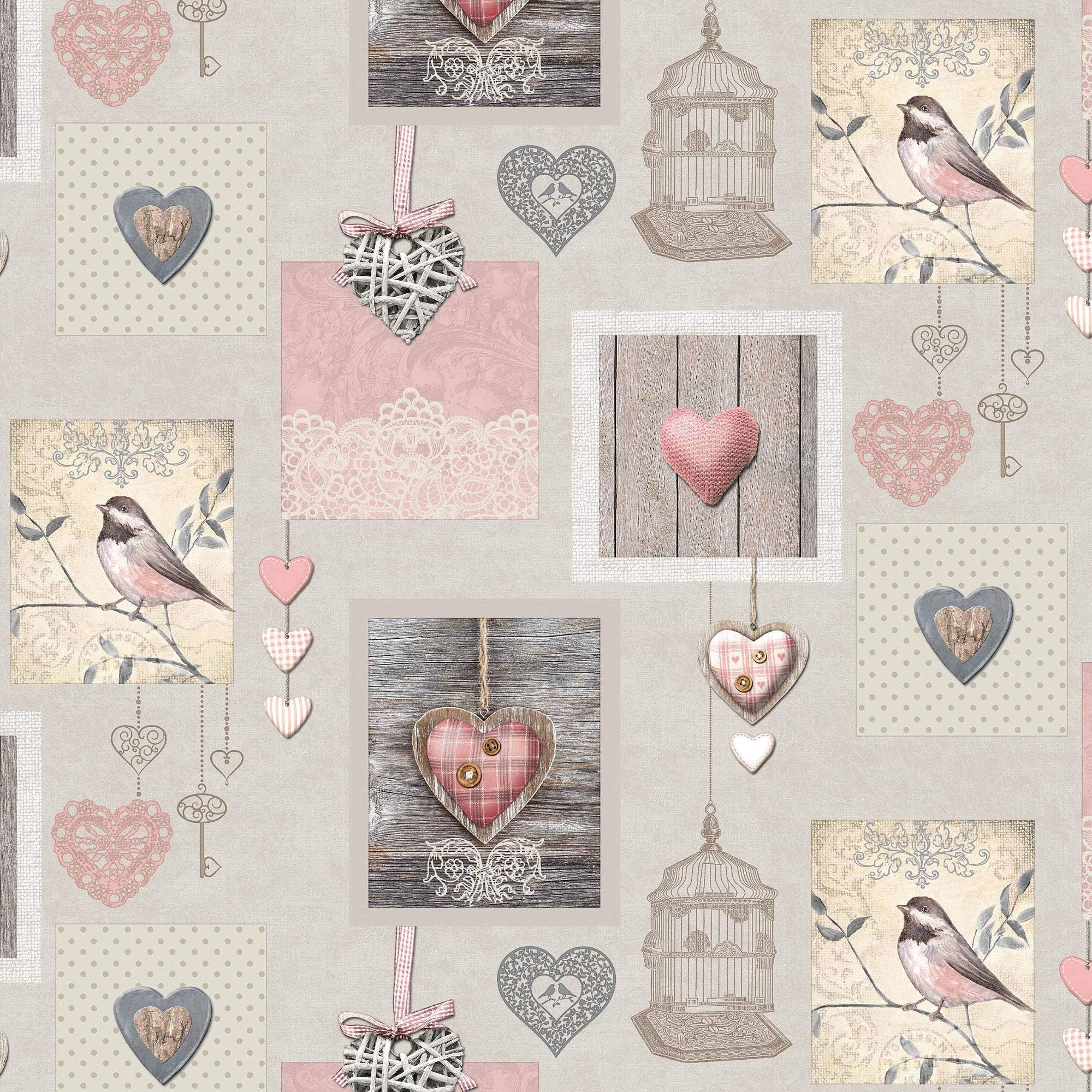 QPC DirectVintage Birdcage Blush Pink PVC Oilcloth Table Cover Vinyl Tablecloth 140 x 200cm Rectangle