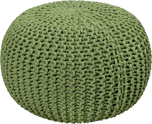 Miniatura 25 de Puf Cotton Craft tejido a mano con estilo de cable Dori Pouf, otomano para el piso, 100 % algodón trenzado, hecho y cosido a mano, un asiento único