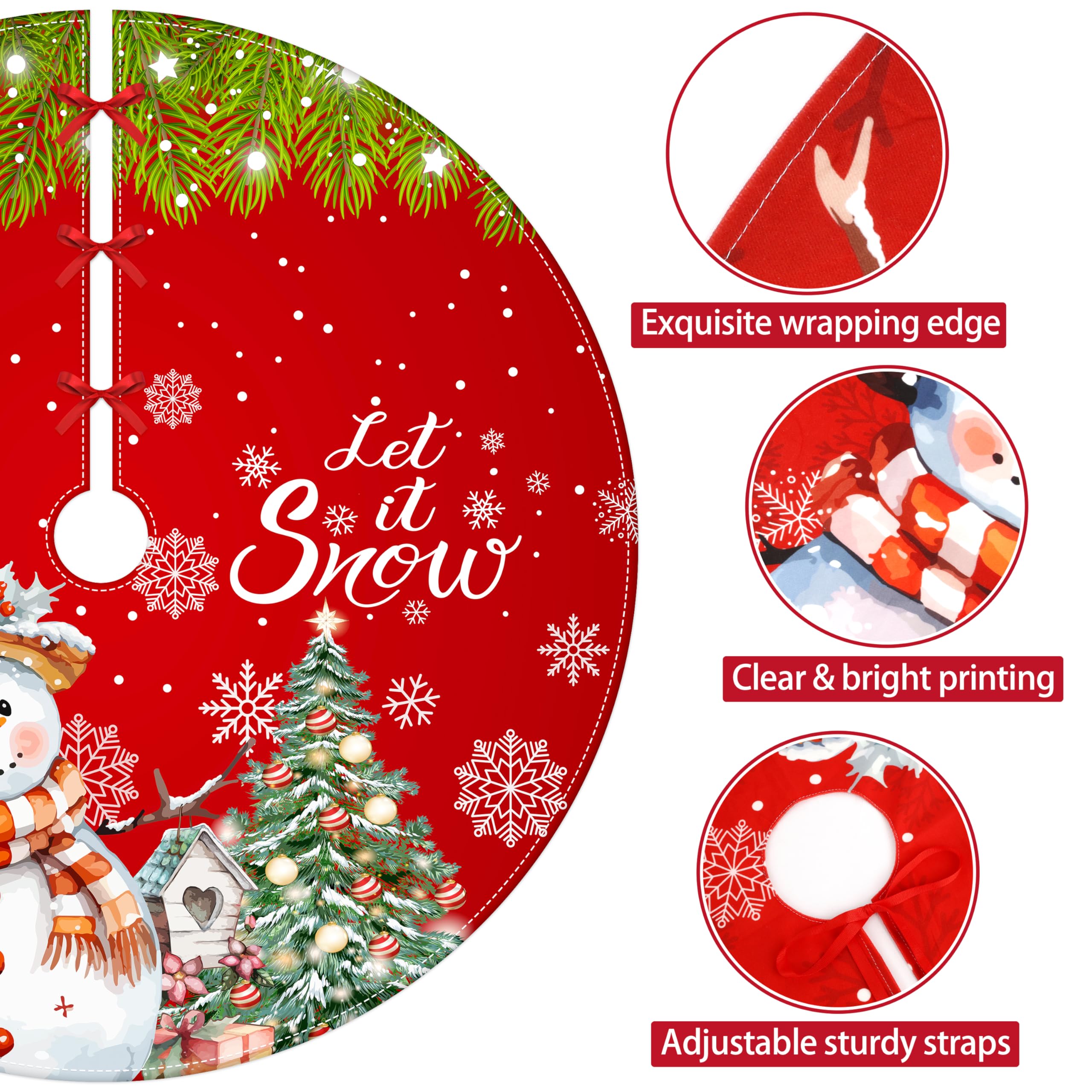 Jupe D'arbre De Noël - TEMPSA - Bonhomme De Neige - Non-tissé - Rouge, Vert, Blanc - 900 Mm - Maison