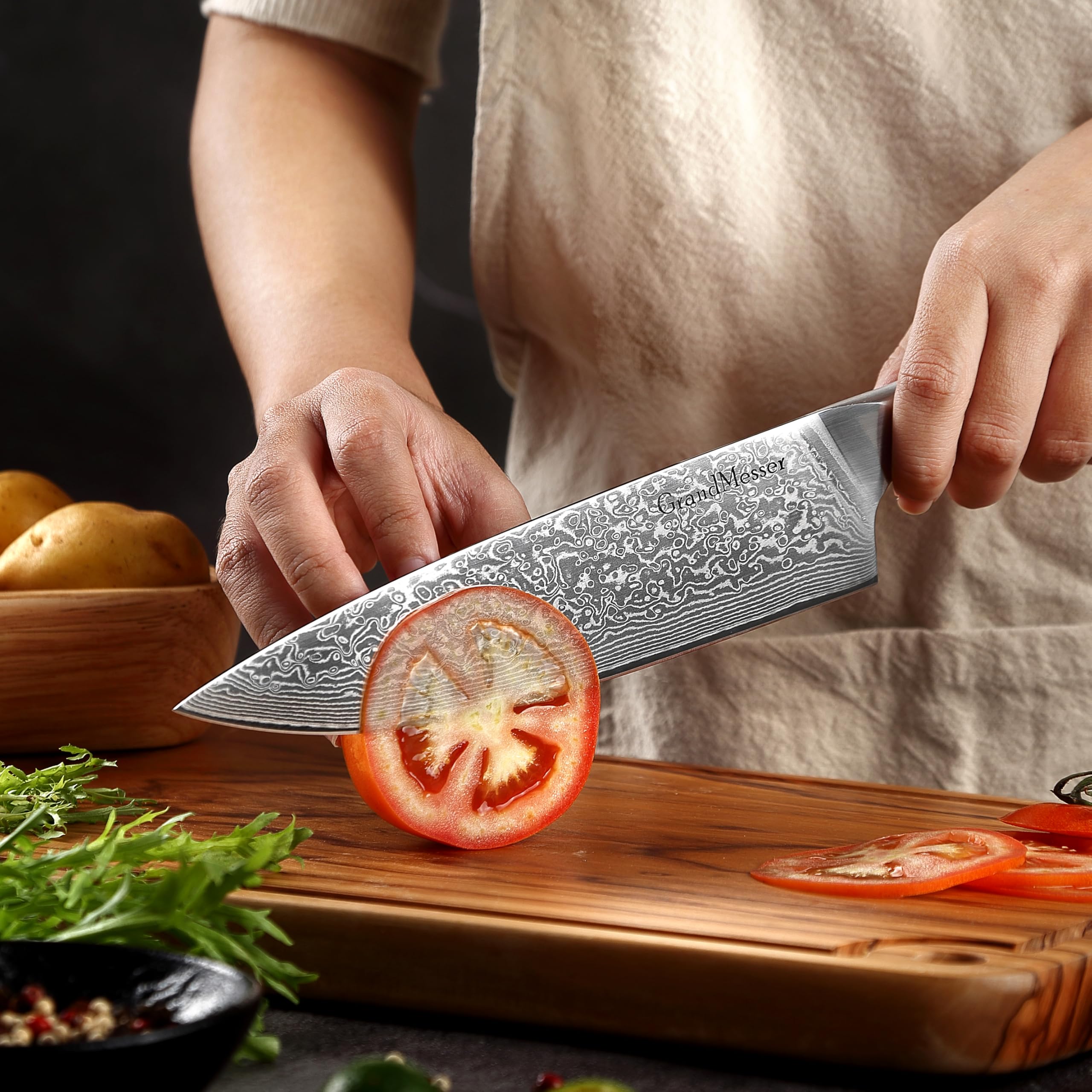 Damascus Chef Knife, 8 Inch Japanese Steel Kitchen Knife — Amazon image 5
