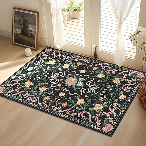 Vista 138 de Alfombras pequeñas de 2 x 3 pulgadas para entrada, alfombra bohemia verde para baño, pasillo, alfombra de cocina vintage, antideslizante, lavable