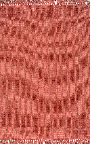 Miniatura 3 de nuLOOM - Alfombra gruesa de yute Daniela Farmhouse, 6 x 9, color terracota