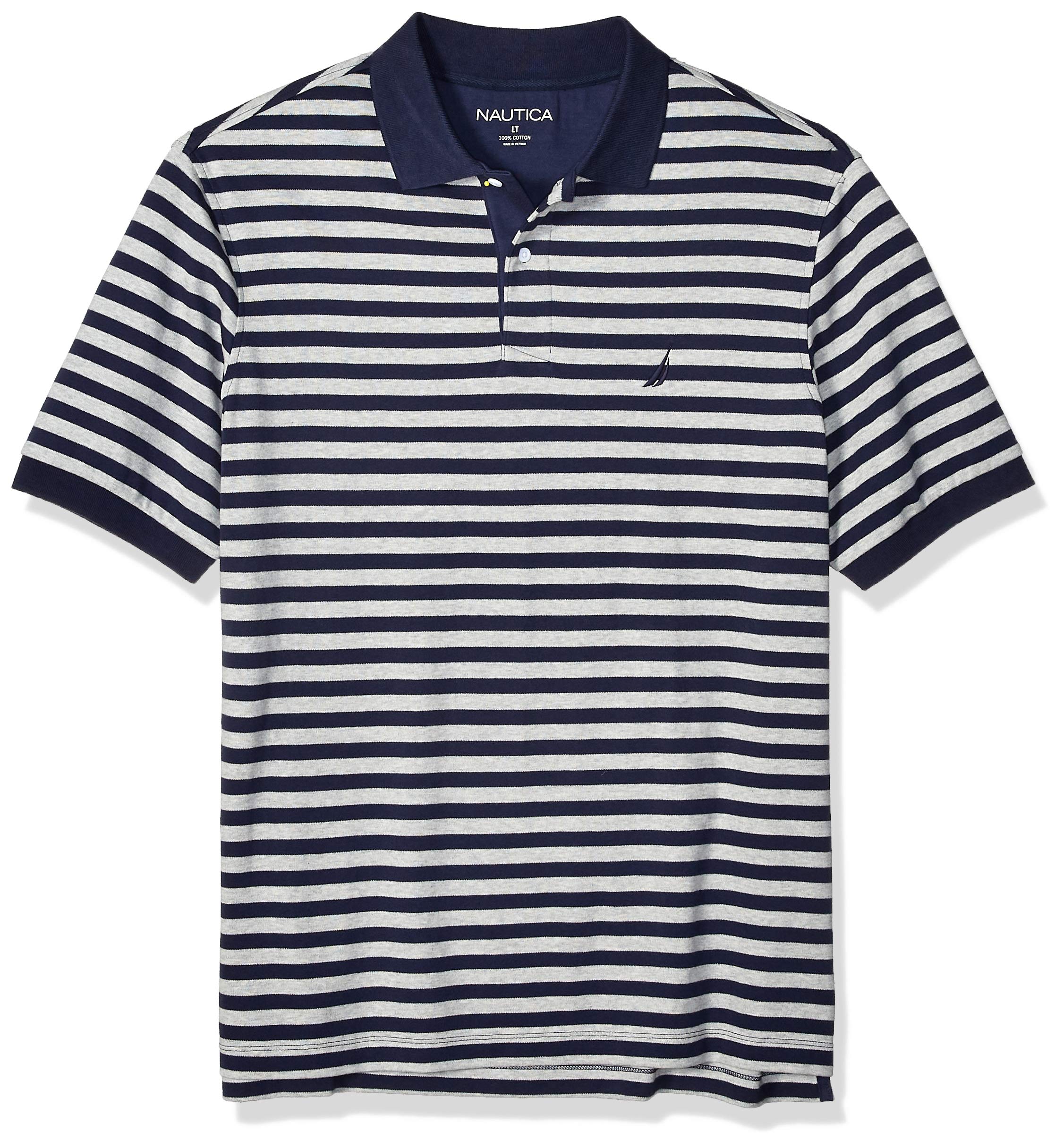 Nautica Men's Navy Big And Tall Classic Short Sleeve Striped Polo Shirt, Xxxl Tall