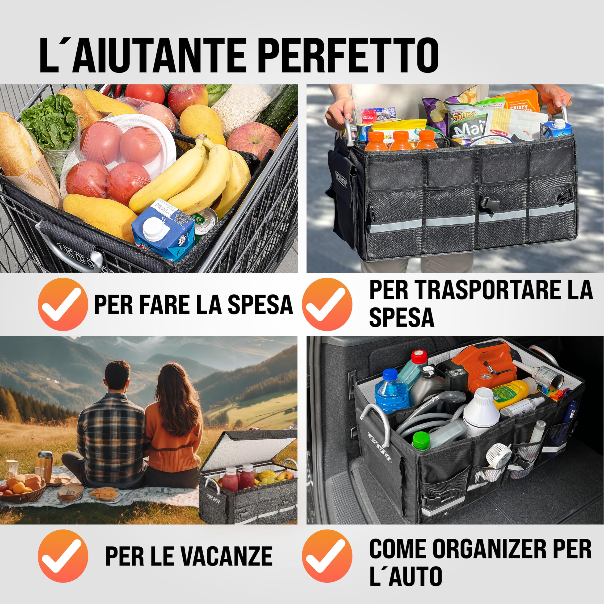 Monzana Organizer Bagagliaio Auto 68L Pellicola Termica Portaoggetti Impermeabile Box Pieghevole
