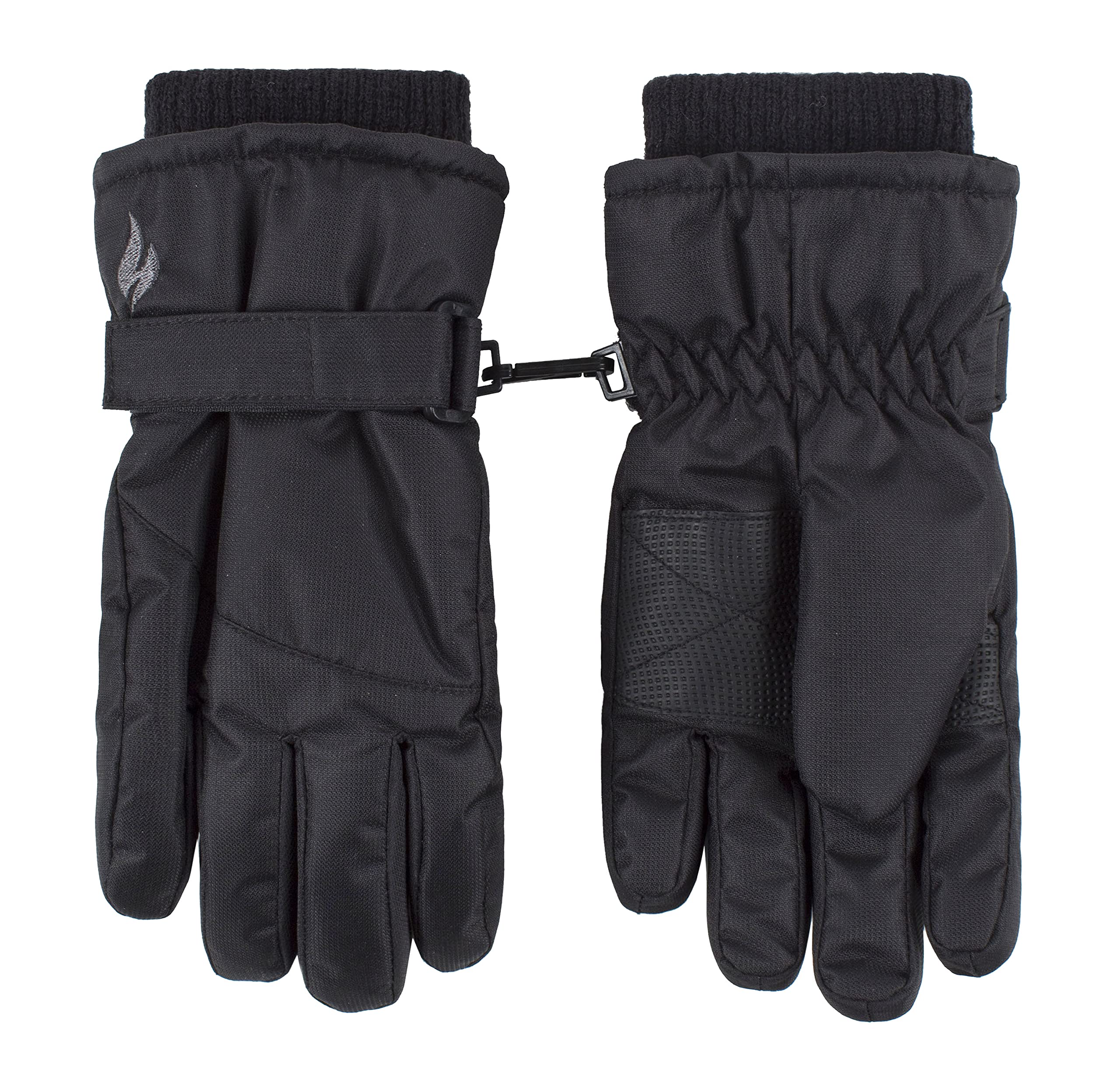 HEAT HOLDERS - Kids Insulated Outdoor Waterproof Snow Ski Gloves for Winter (6-9 Years, Black)