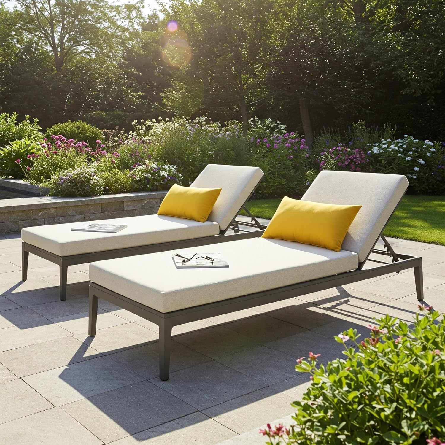 RSH DECOR: Foam Chaise Lounge Seat Cushion | 72” x 21” x 3” | All-Weather Spun Fabric | Water and Fade-Resistant | Outdoor Chair Cushion for Patio Furniture | Veranda Blue & White Stripe