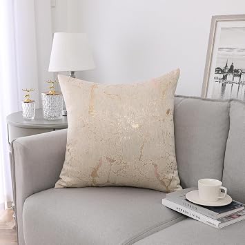Majestic Giftware 3 Pack Jacquard Decorative Throw Pillow Cover PC1233L-3PK | Marble Gold/White Soft & Washable Cushion Covers with Zipper for Sofa, Bedroom 22"x22" Inserts Not Included
