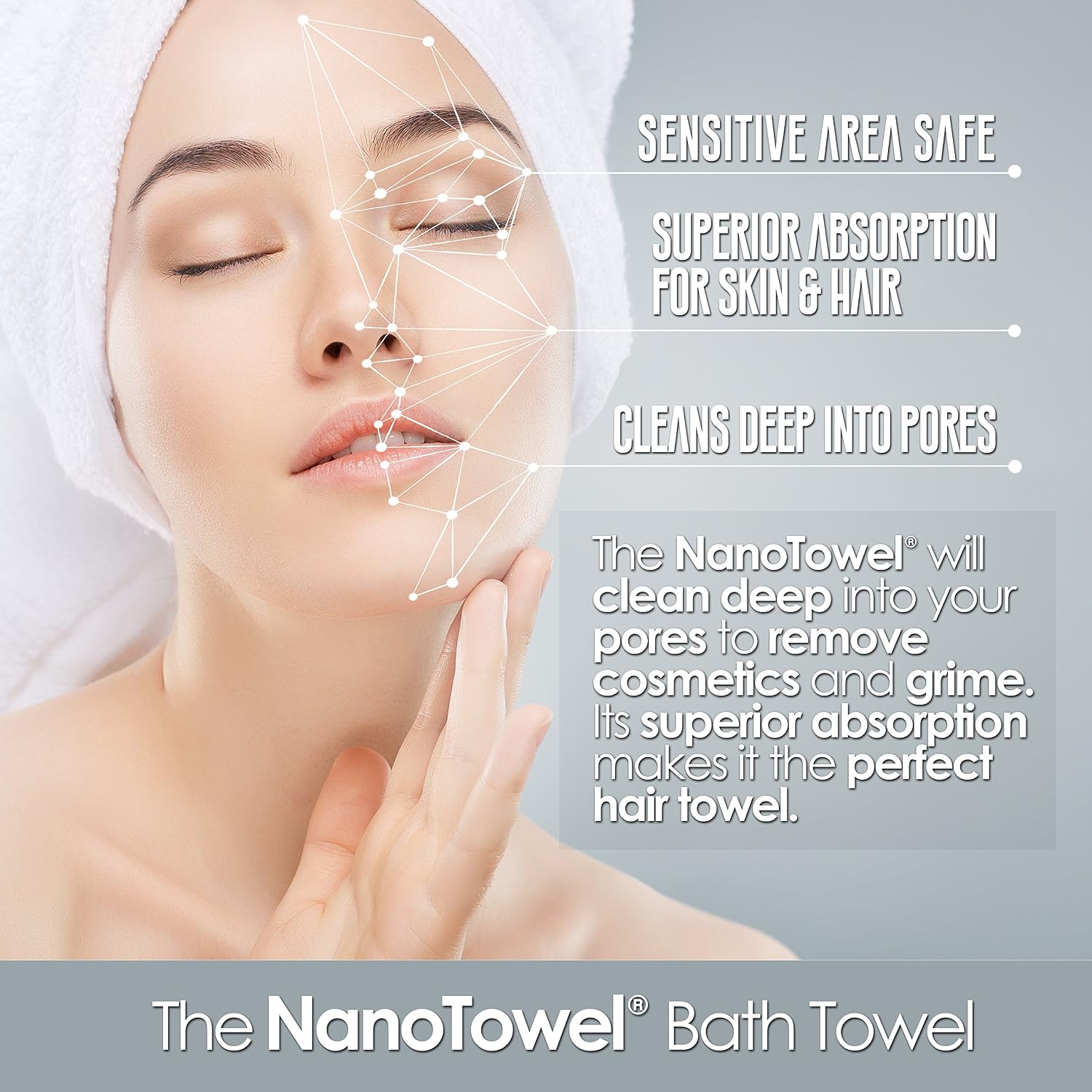 Nano Towels Body Bath & Shower Towel. Huge & Super Absorbent. Wipes Away Dirt, Oil and Cosmetics. Use As Your Sports, Travel, Fitness, Kids, Beauty, Spa Or Salon Luxury Towel. (20x40)", White)