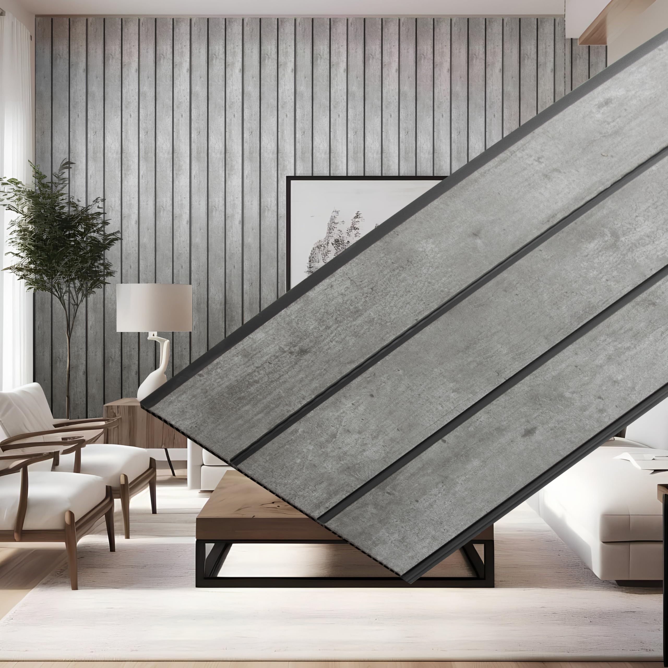 Plantex 3D PVC Louvers Panel for Wall Décor/Fluted Wall Panel 10 Feet/Eco-Friendly PVC Panels for Home & Office Interiors/Pack of 3 Covers 30 Sq. Ft (Mineral Grey)