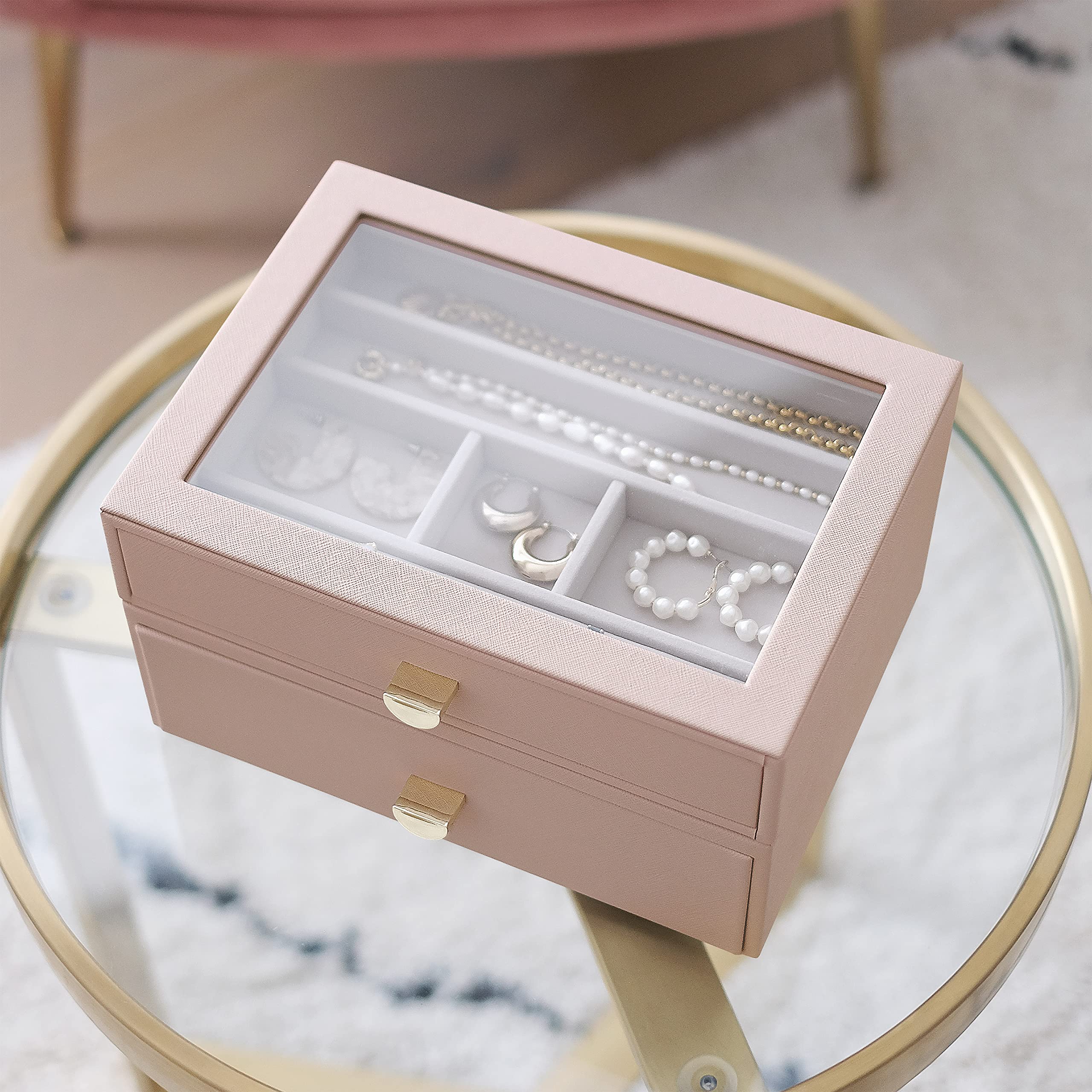 Stackers Blush Classic Jewellery Box - Set of 2 (with drawers)