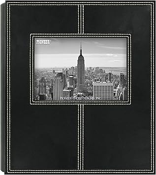 Pioneer Photo Albums 2PS-160 160-Pocket Sewn Leatherette Frame Cover Photo Album, Black