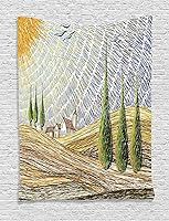 Vista 101 de Ambesonne Tapiz de isla tropical, olas del océano en la playa de Seychelles al atardecer horizonte, decoración de tela para colgar en la pared