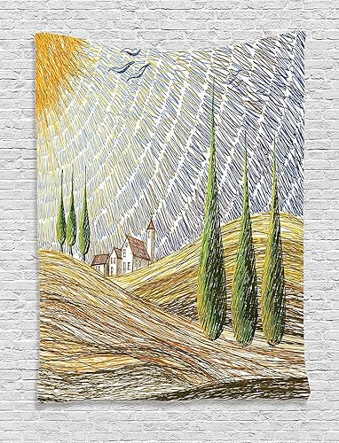 Miniatura 326 de Ambesonne Tapiz gótico, patio con hiedra encantada en la puerta antigua al bosque, colgante de pared ancho para dormitorio, sala de estar, 2-Verde