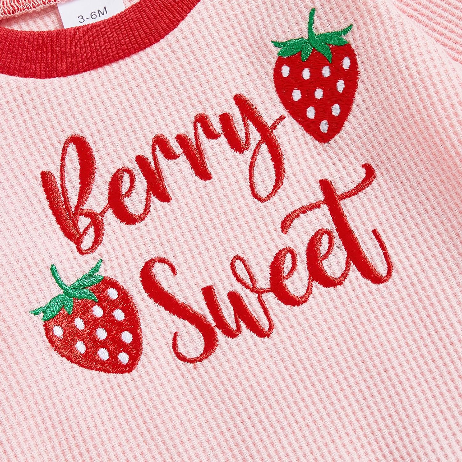 Madjtlqy Toddler Baby Girl Outfits Strawberry Waffle Long Sleeve Sweatshirt Pullover and Pants 2 Pcs Fall Winter Clothes Set - Image 5