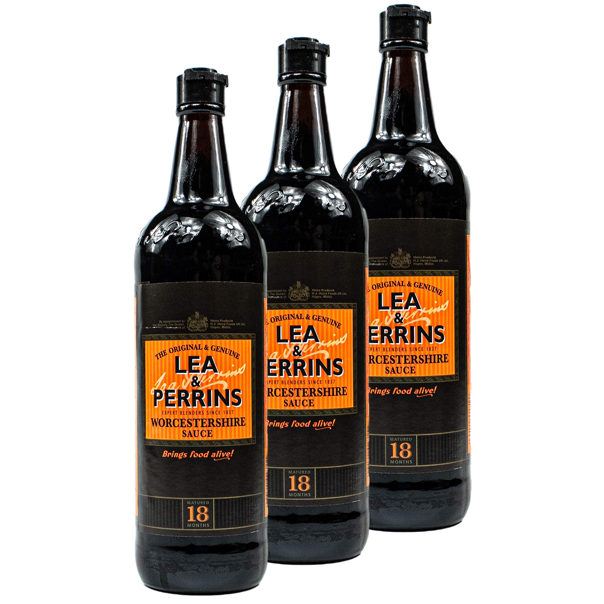 Lea & Perrins - Lot de 3 sauces Worcestershire originales dans une bouteille en verre de 568 ml (sauce assaisonnement) – Sauce Worcester traditionnelle anglaise Worcester