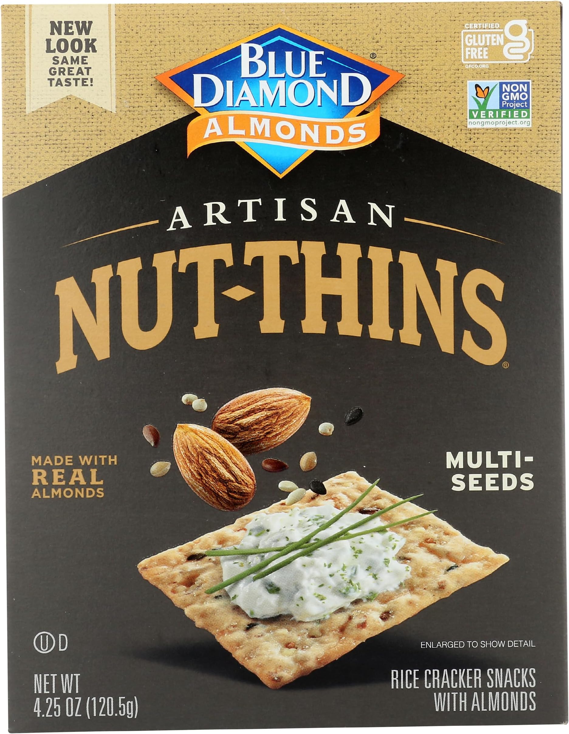 Blue Diamond Gluten Free Nut Thin Cracker Crisps, Multiseed, 4.25 Iybce