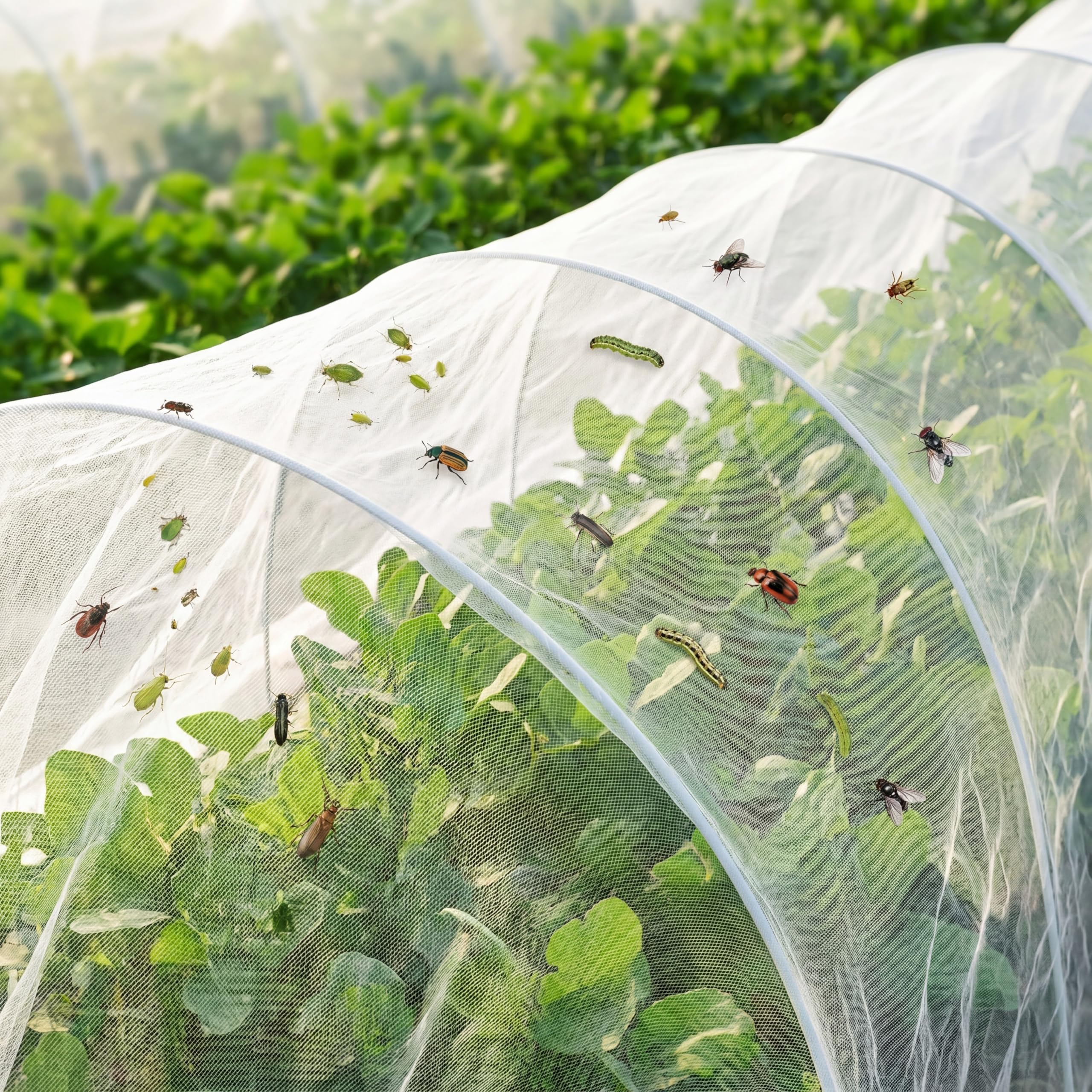 Zonon Rete da giardino per uccelli, 3 x 6 m, rete per insetti, rete bianca per piante da giardino