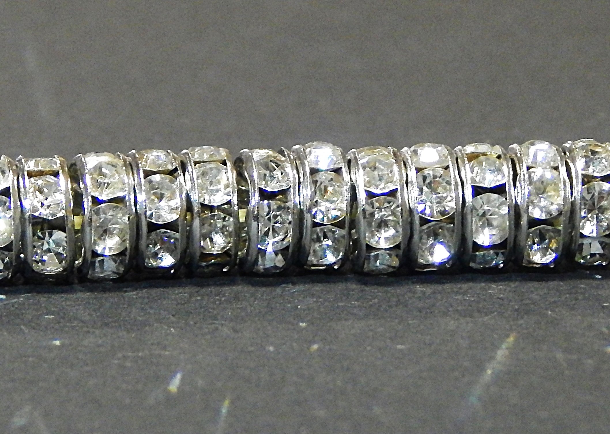 Silver W/ Crystal Rhinestone Wavy Edge Rondelle Spacer Beads