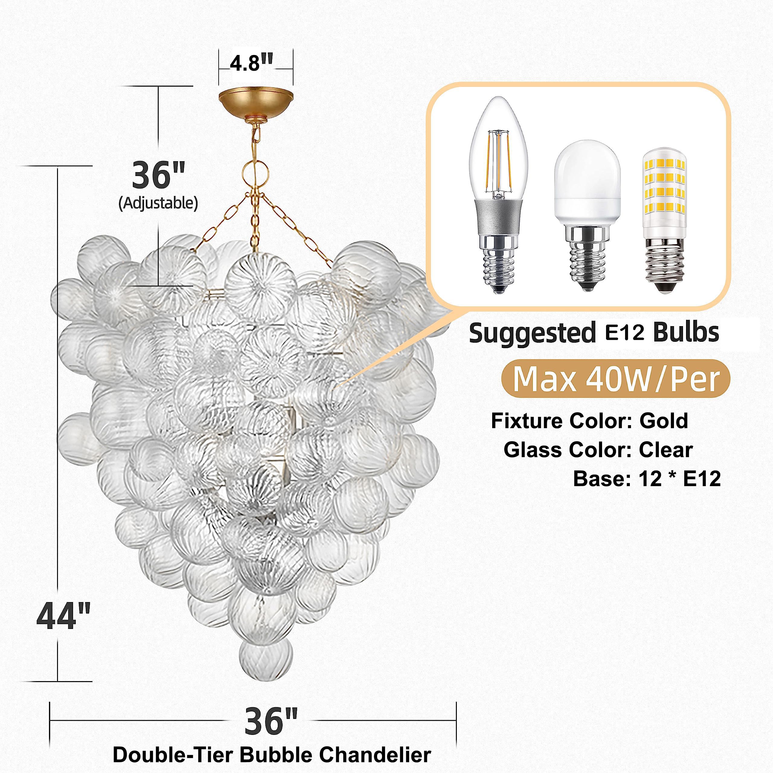 BeyPan Extra Large Glass Bubble Chandelier 2-Tier 44