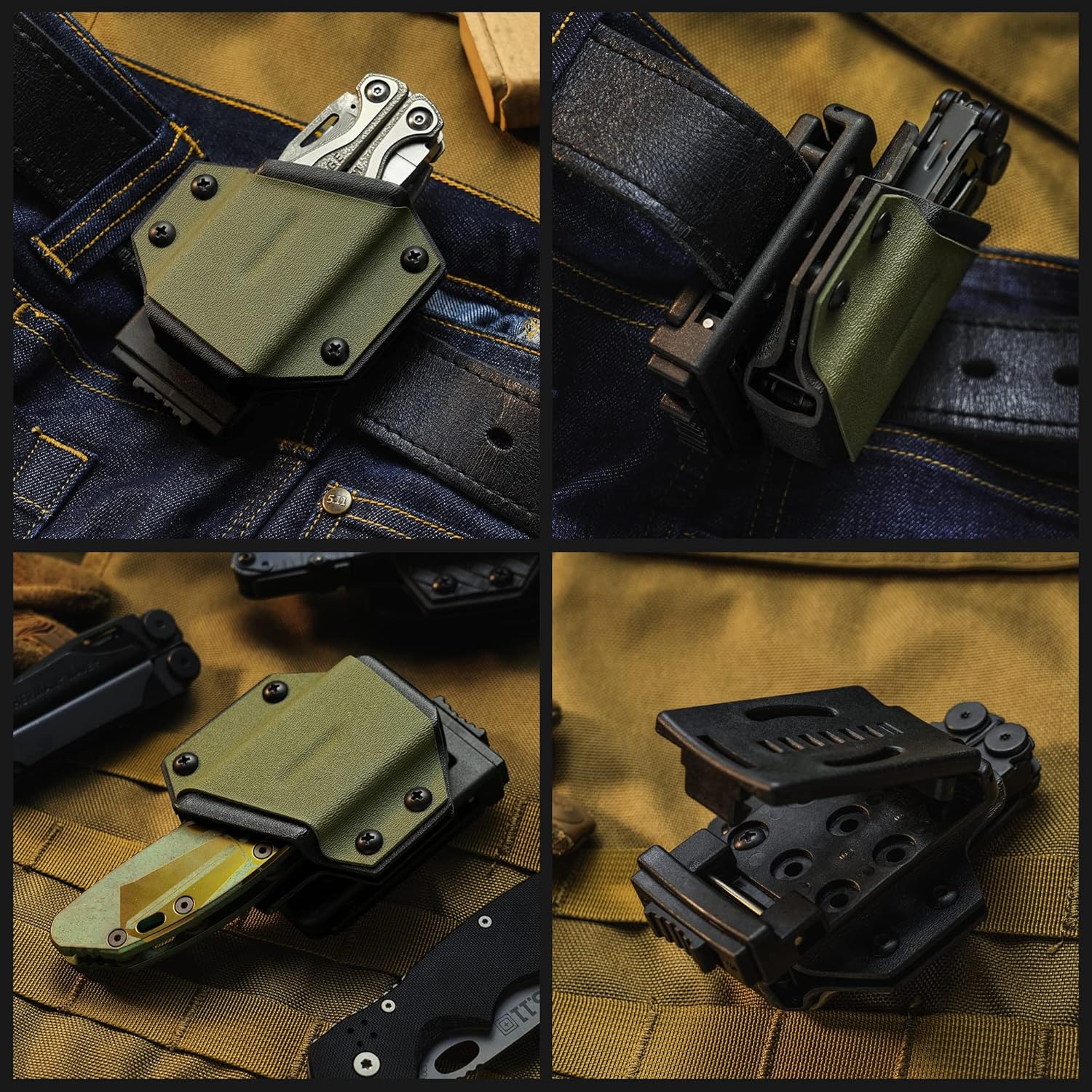TACTICAL GEEK TX1MultiTool Sheath, EDC Multi Tool Holder Holster, Adjustable Sheath with Back Clip for Belt, Multi-Tool not Included (Green)