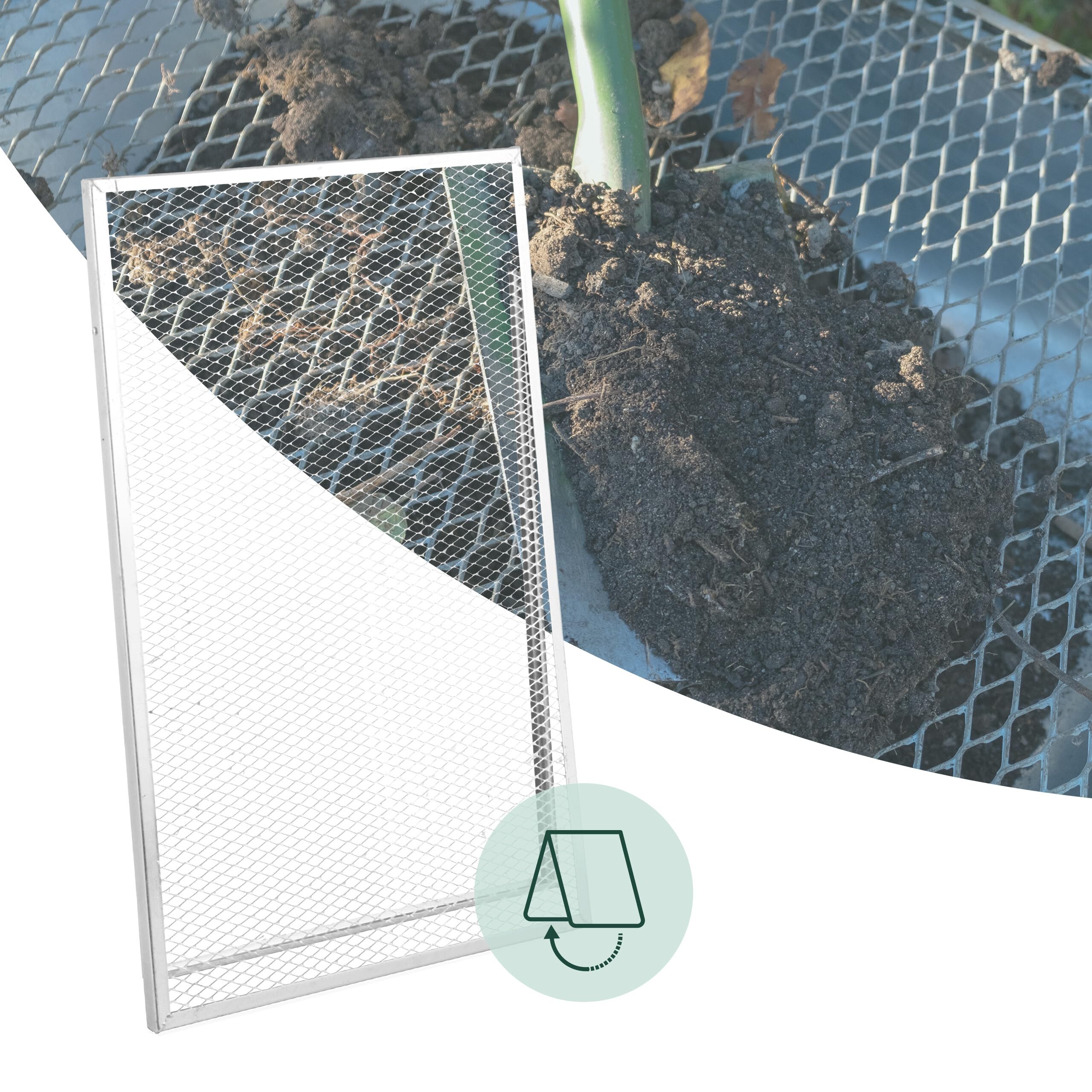 Relaxdays Cribadora Tierra, 100x60 cm, Criba Jardín, Metal Galvanizado, Malla de 15 x 30 mm, Tamiz Abono, Plateado