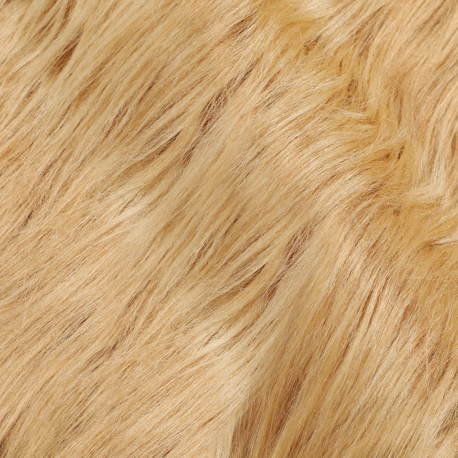 Tatuo 60 x 18 Inch Camel Faux Fur Fabric Halloween Fluffy Fuzzy Craft Fake Fur Cuts Shaggy Synthetic Plush Patch Sewing DIY Winter Christmas Costume