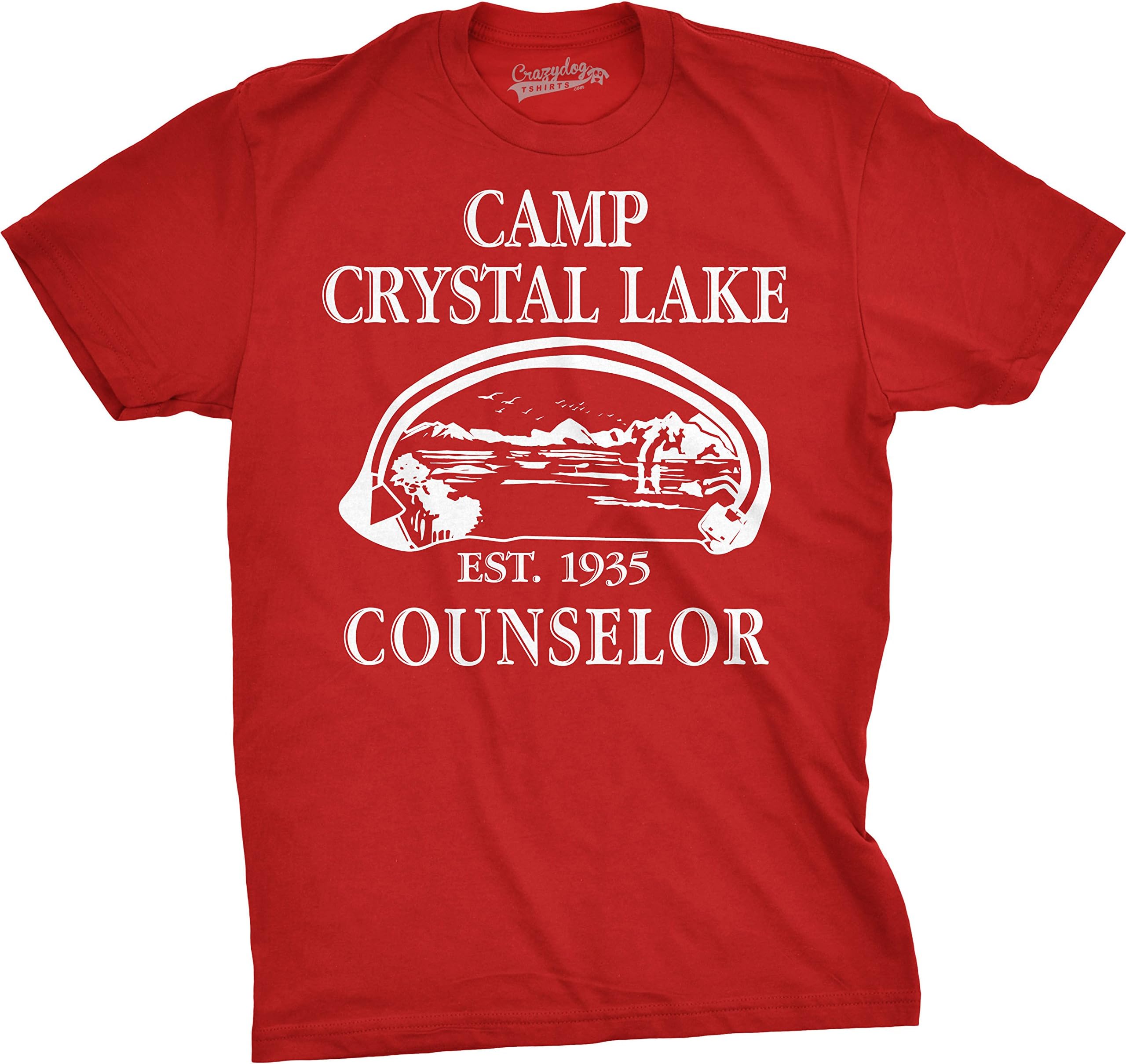 Crazy Dog T-ShirtsCrazy Dog Mens T Shirt Camp Crystal Lake 1980 Vintage Camping Movie Tee