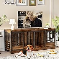 Vista 9 de COZPAW Mueble de jaula doble para perros de 78 pulgadas, perrera extra grande para interiores para 2 perros, jaula resistente para perros