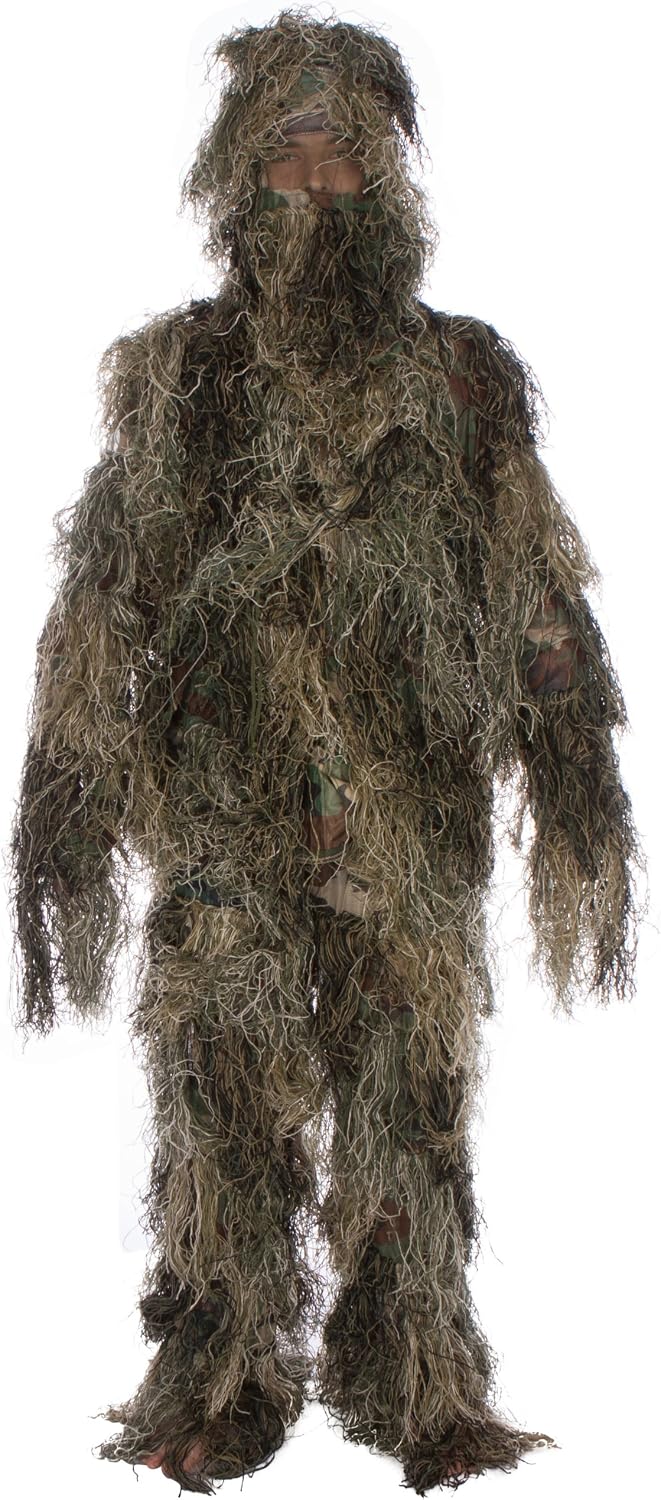 Modern Warrior Woodland and Forest Design Ghillie Suit, 3-Piece, One Size