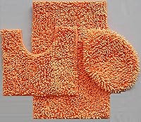 Vista 3 de BH Home & Linen Juego de 3 alfombrillas de baño de microfibra mixta de felpilla ultra suave y brillante. Tapete grande de 19.5 x 31 pulgadas, tapete