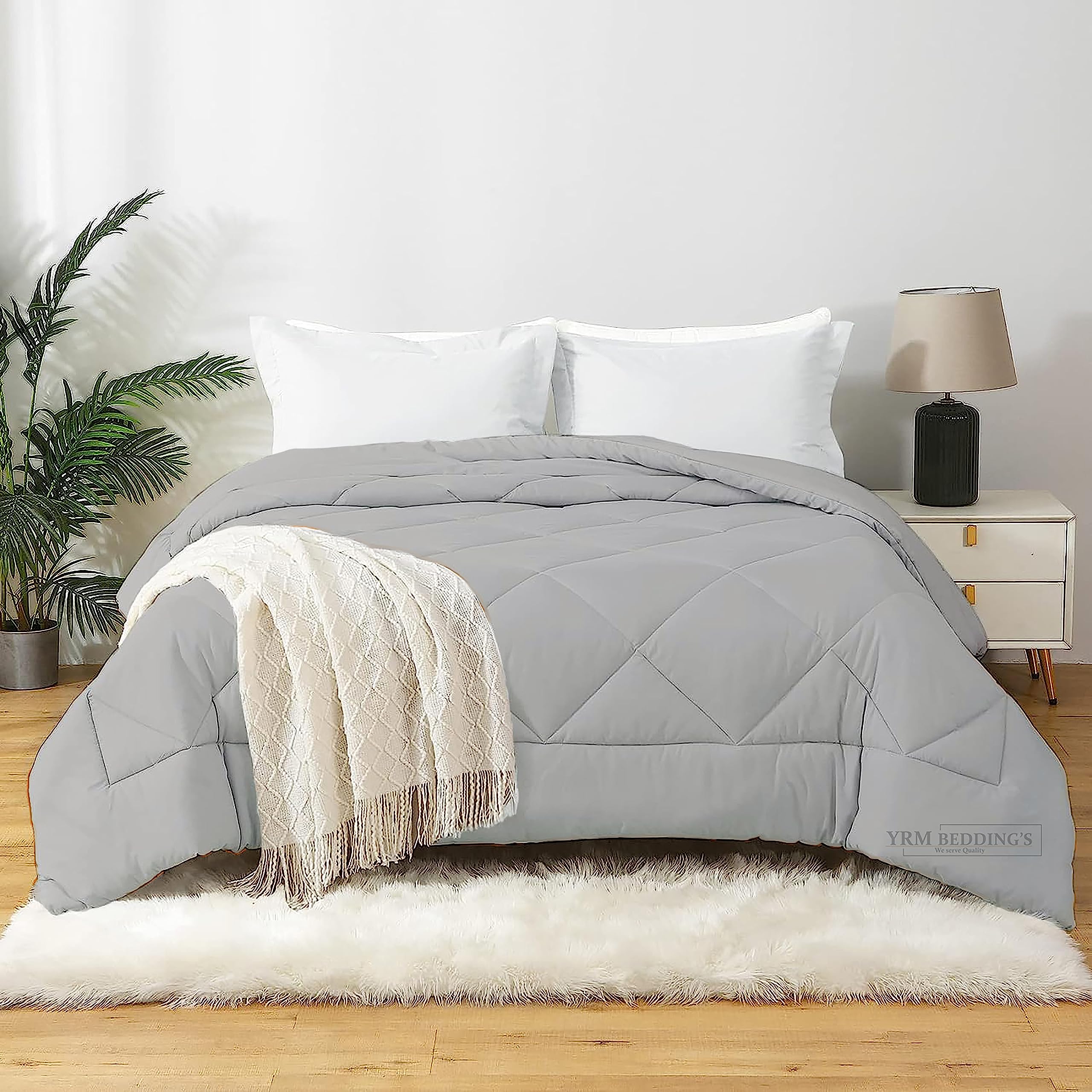 YRM Bedding's - Cozy Cloud 400 GSM Queen Size Comforter - Indulge in Unmatched Warmth and Plush Comfort for a Perfect Night's Rest Blanket (90"x90") Queen Size Comforter|Silver Grey