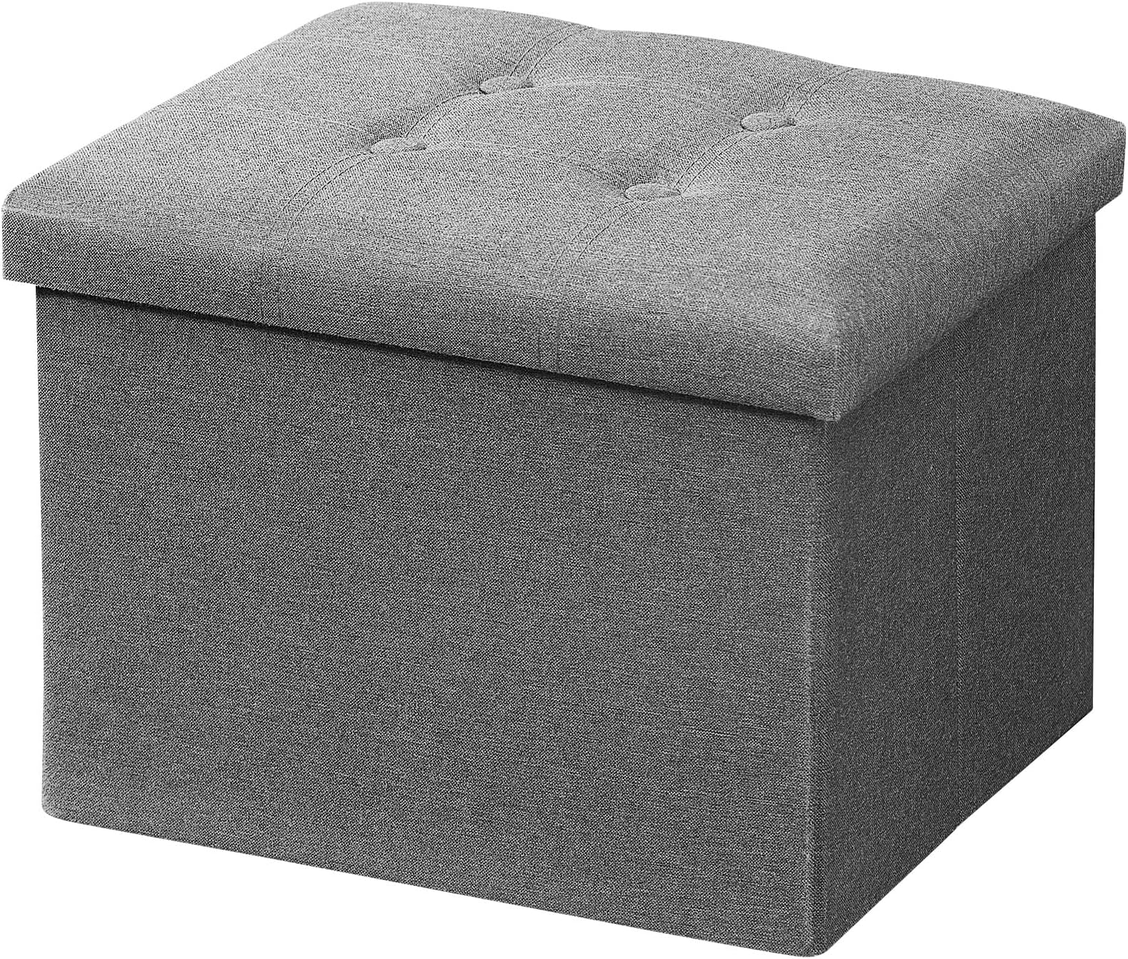 AmasSmileLight Gray Ottoman with Storage,Foot & Leg Rest Stools Small Cute Stool Short Bench Folding Ottomans Square Footstools for Shoe Living Room Under Desk Outdoor RV Camper Each Space Storage