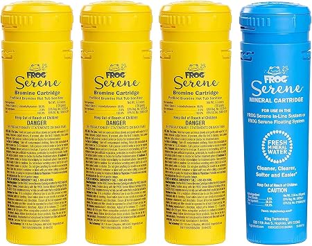 FROG Serene Replacement Mineral and Bromine Cartridge Kit for use with Hot Tub FROG Serene Floating Sanitizing System - Prefilled for Quick & Easy Hot Tub Maintenance - 3 Month Bundle