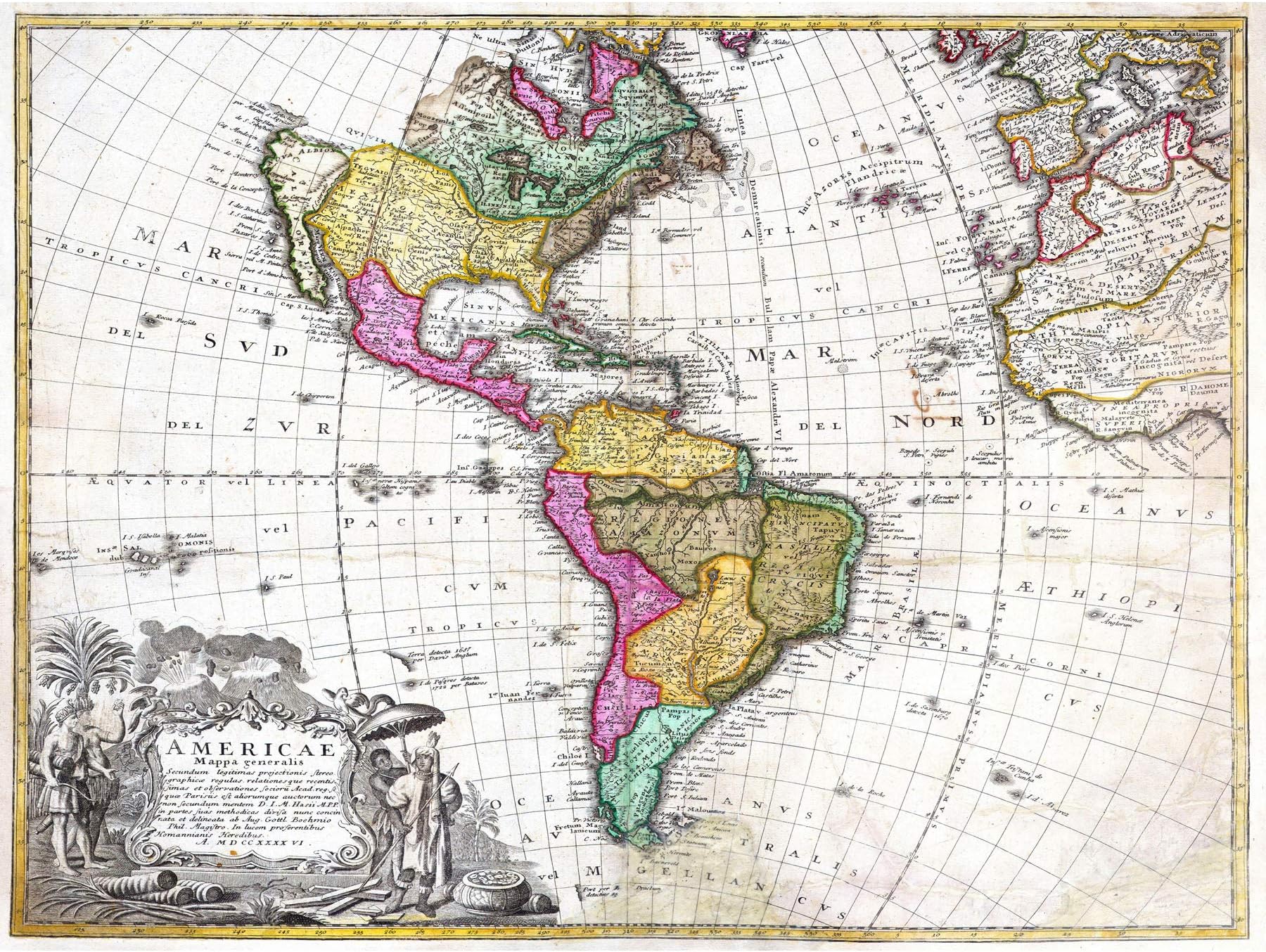 Map Antique Homann Heirs South North America Art Large Art Print Poster Wall Decor 18x24 inch